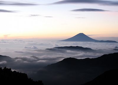 Япония, облака, пейзажи, природа, Гора Фудзи, небеса - обои на рабочий стол