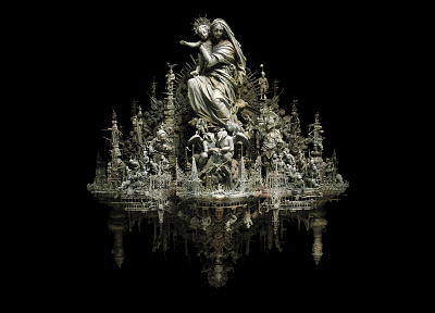 скульптуры, христианство, Крис Кукси, темный фон, волхвы - похожие обои для рабочего стола