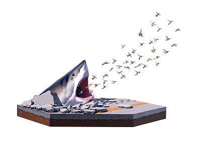 минималистичный, птицы, акулы, произведение искусства, большая белая акула - похожие обои для рабочего стола