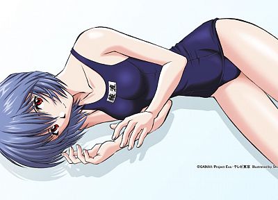 Ayanami Rei, Neon Genesis Evangelion (Евангелион), простой фон, школьные купальники, Mizugi Kanojyo - случайные обои для рабочего стола