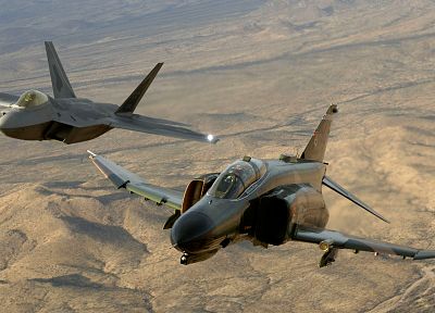 самолет, военный, F-22 Raptor, транспортные средства, F - 4 Phantom II - обои на рабочий стол