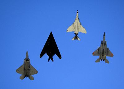 самолет, военный, F-22 Raptor, F - 4 Phantom II, F-15 Eagle, Lockheed F - 117 Nighthawk - оригинальные обои рабочего стола