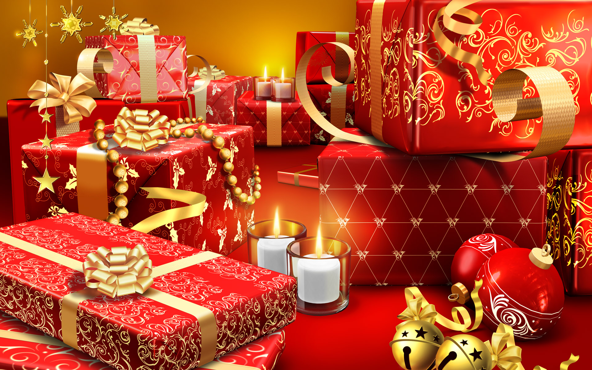 красный цвет, рождество, подарки, праздники, украшения - обои на рабочий стол