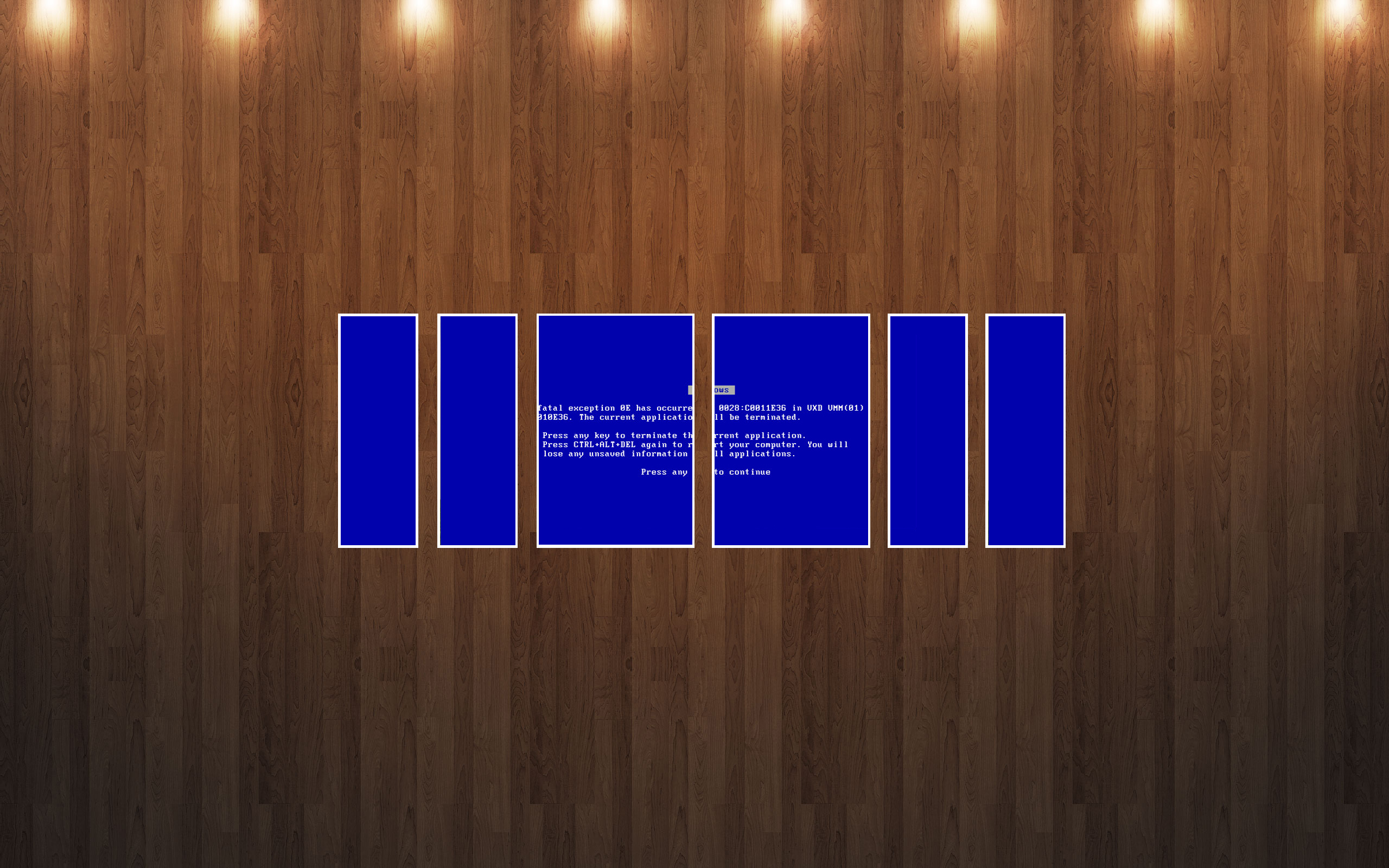 Синий экран смерти, деревянные панели - обои на рабочий стол