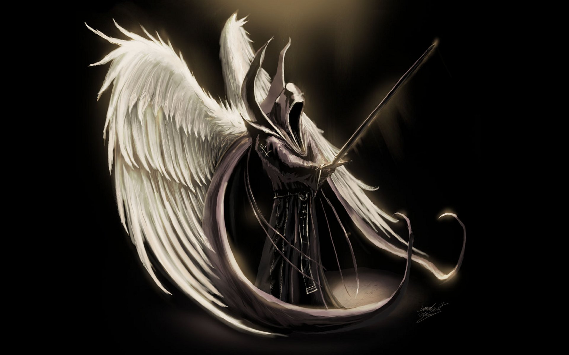 ангелы, фантазия, крылья, смерть, Diablo, Фэнтази, тьма, мечи, Tyrael Архангел - обои на рабочий стол