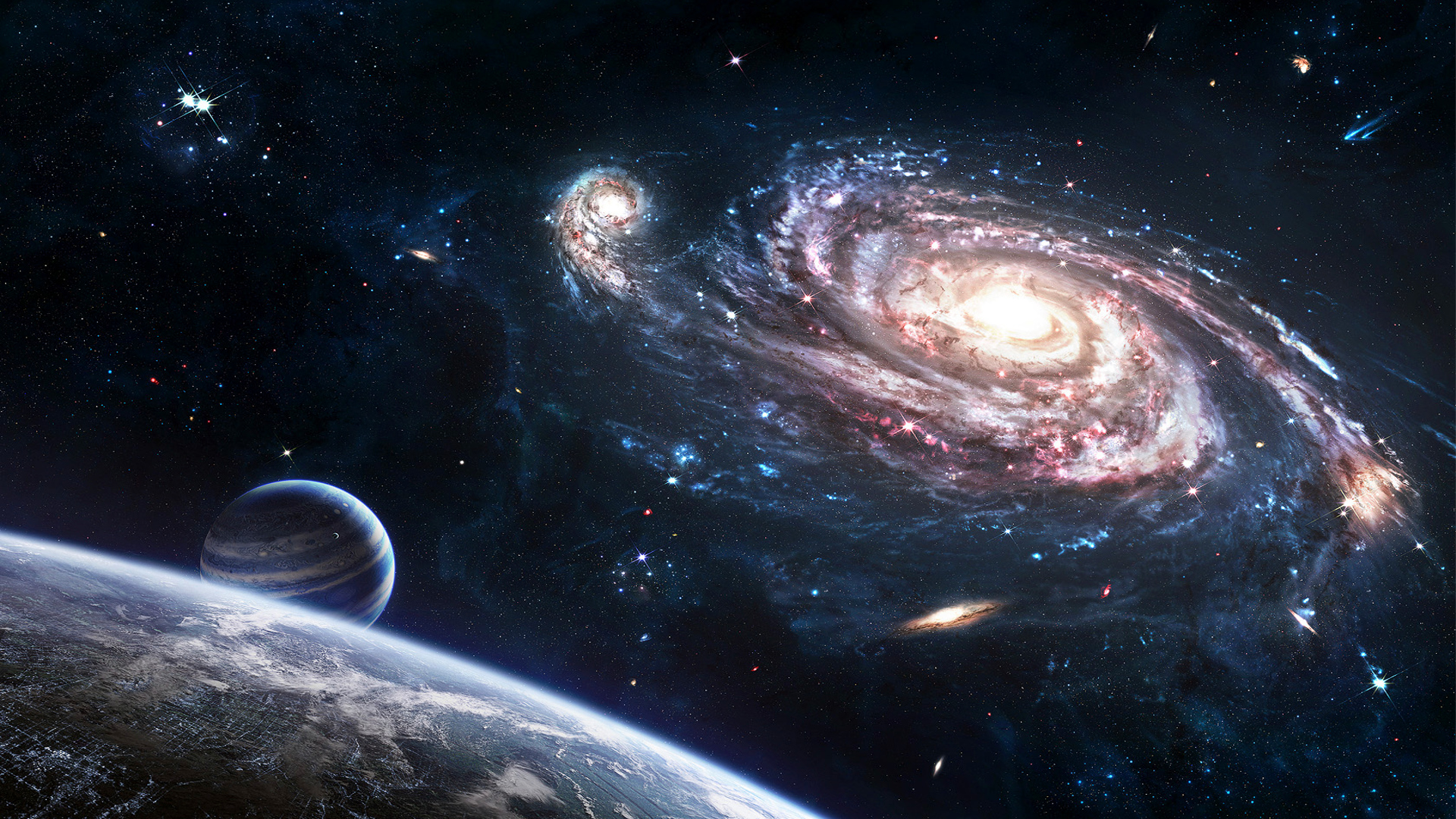 космическое пространство, звезды, галактики - обои на рабочий стол