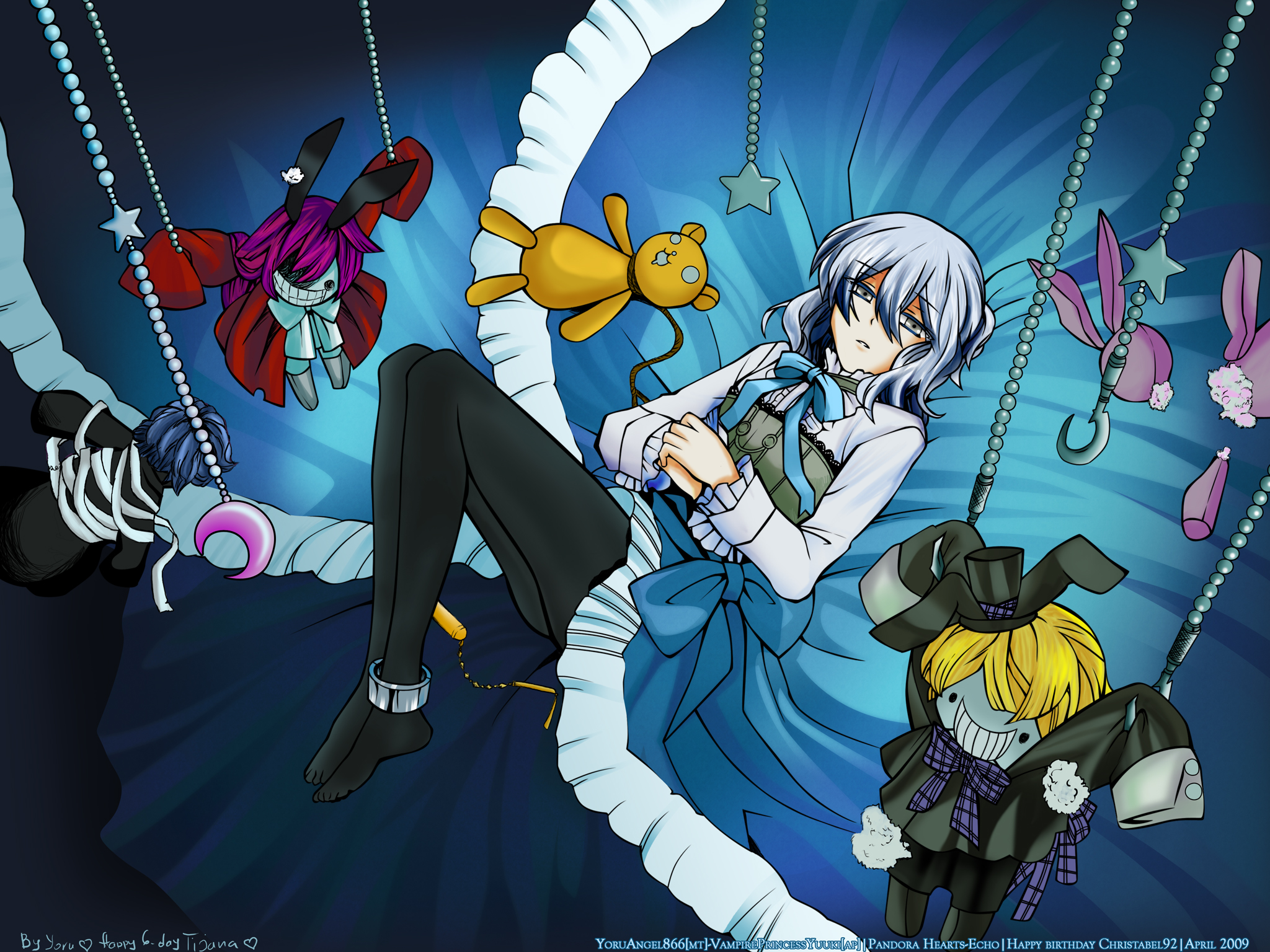 синий, Pandora Hearts, аниме, куклы, цепи, Эхо ( Pandora Hearts ), аниме девушки - обои на рабочий стол