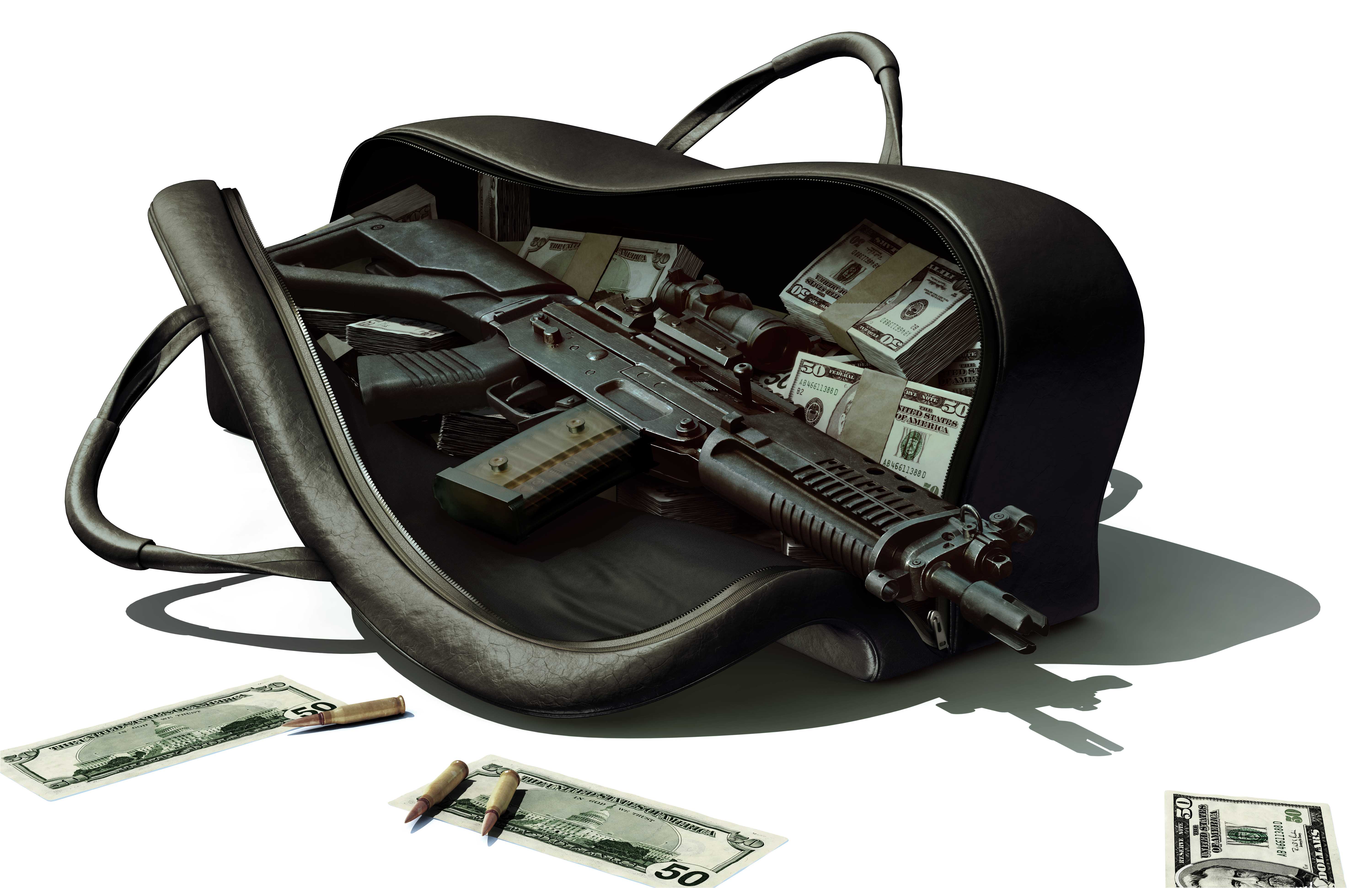 винтовки, пистолеты, деньги, оружие, гангстер - обои на рабочий стол