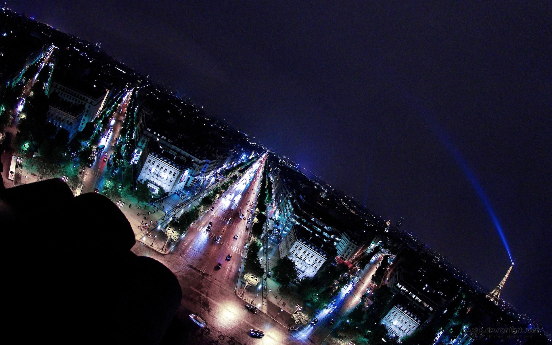 Париж, города, ночь, здания, ночники - обои на рабочий стол