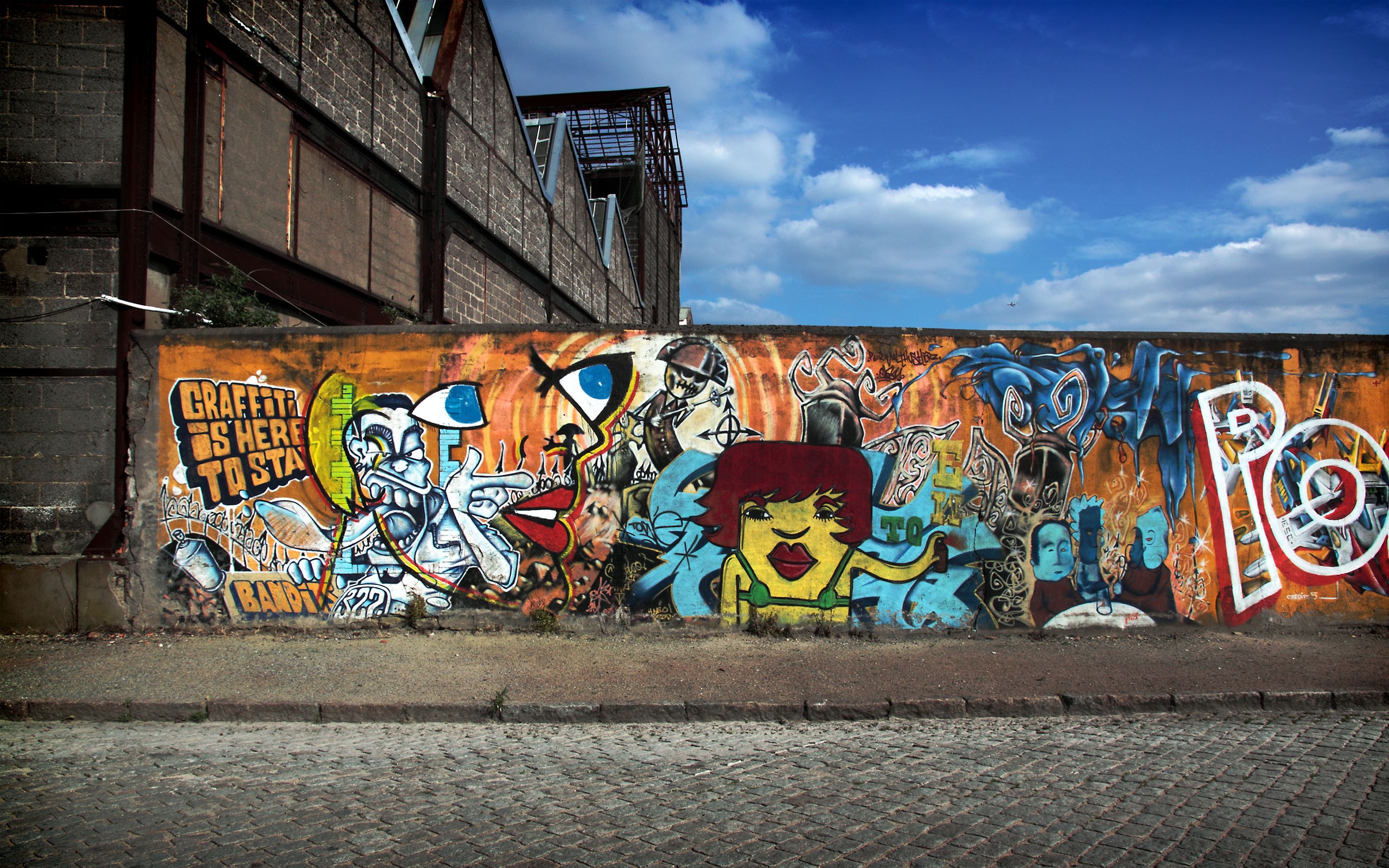 стена, граффити, стрит-арт - обои на рабочий стол