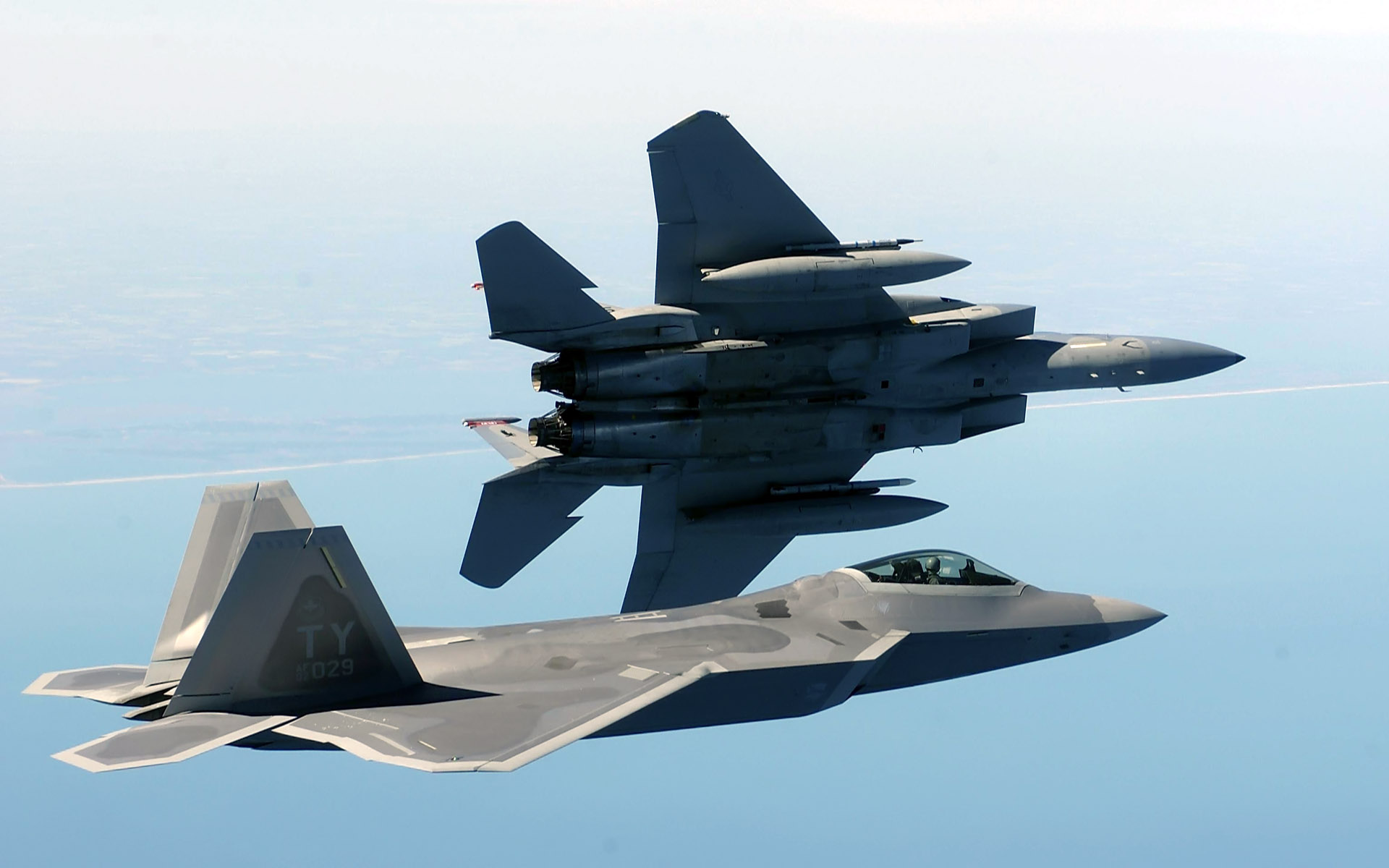 самолет, военный, F-22 Raptor, самолеты, транспортные средства, F-15 Eagle - обои на рабочий стол