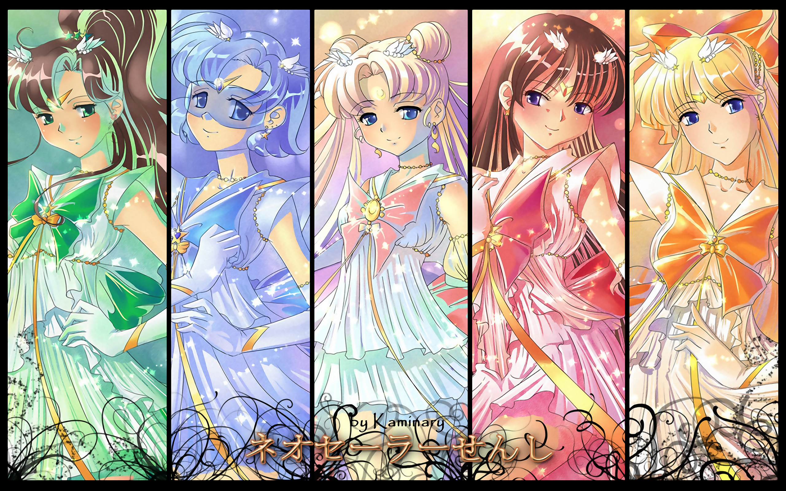 Sailor Moon, Сейлор Венера, Сейлор Марс, Сейлор Меркури, Сейлор Юпитер, морская форма, Bishoujo Senshi Sailor Moon - обои на рабочий стол