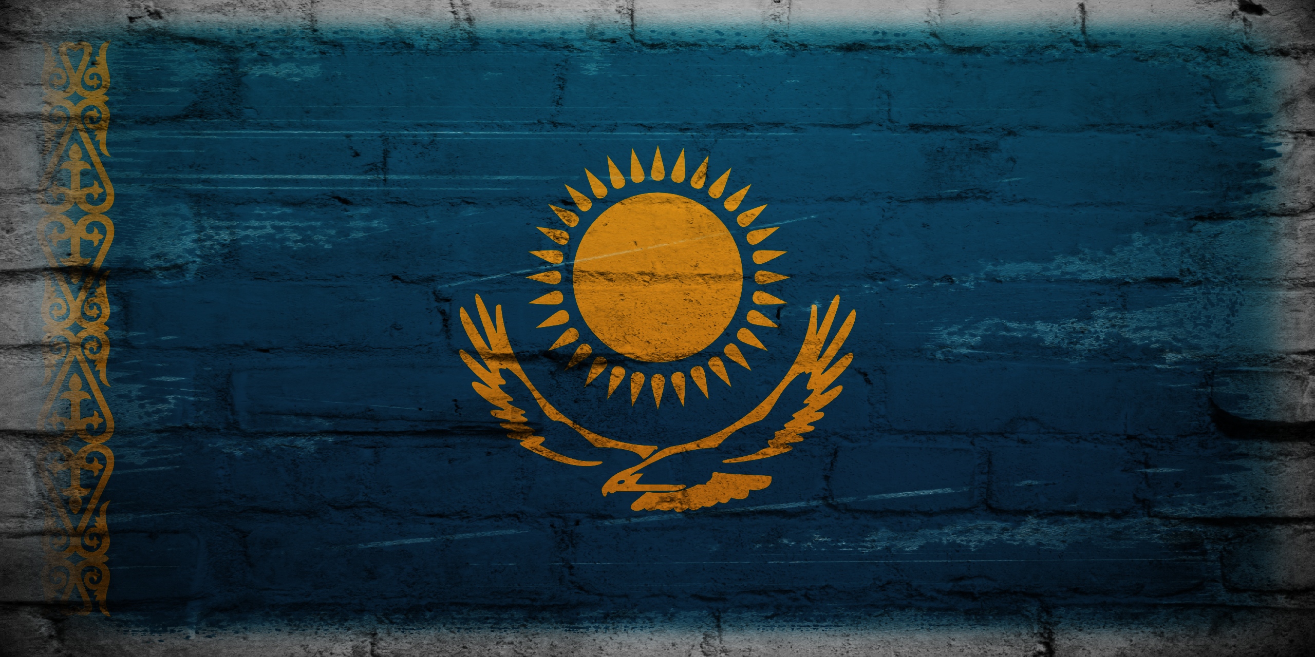 Солнце, птицы, орлы, флаги, Казахстан - обои на рабочий стол