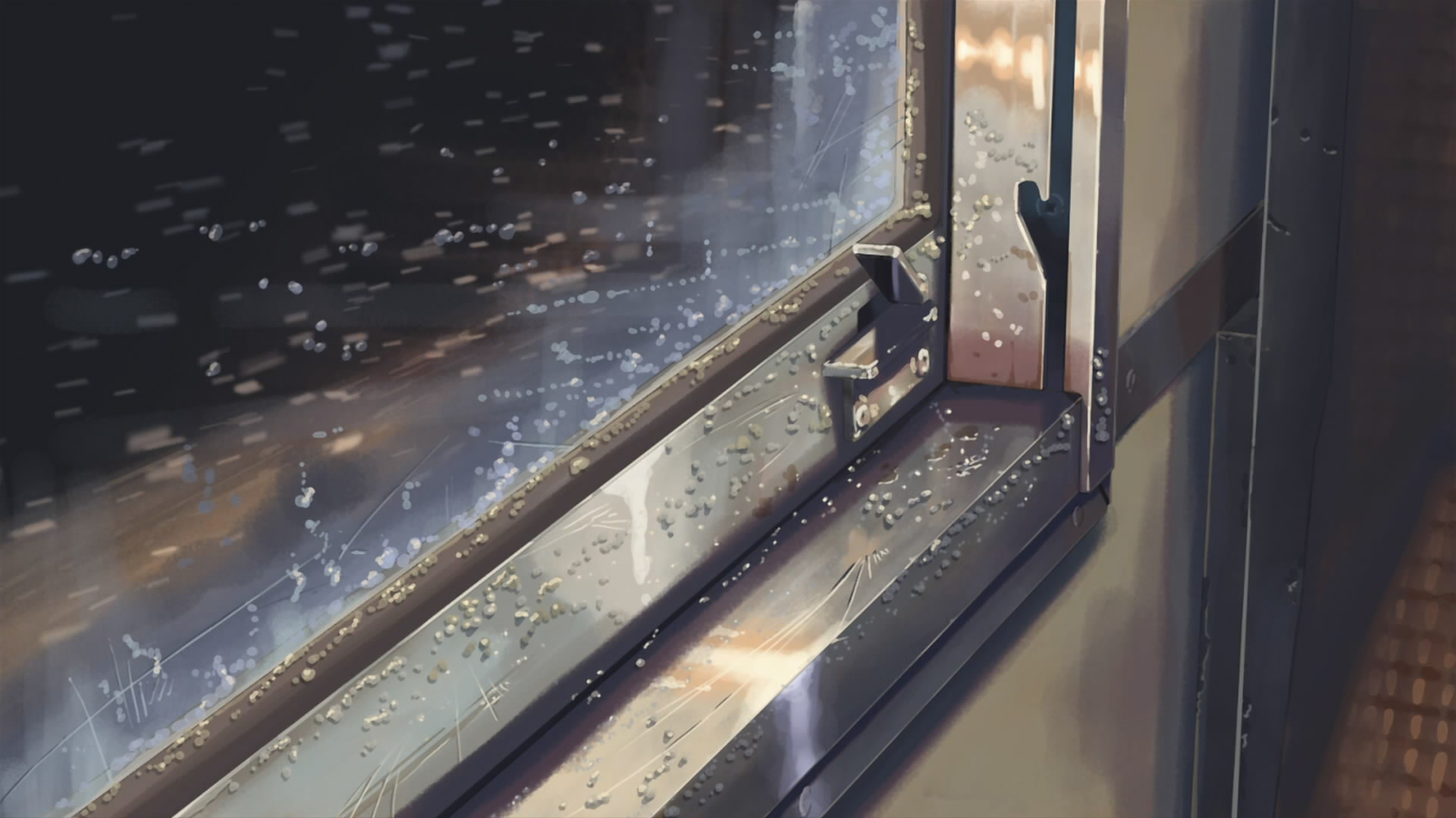поезда, Макото Синкай, 5 сантиметров в секунду, транспортные средства, оконные стекла, вагон - обои на рабочий стол