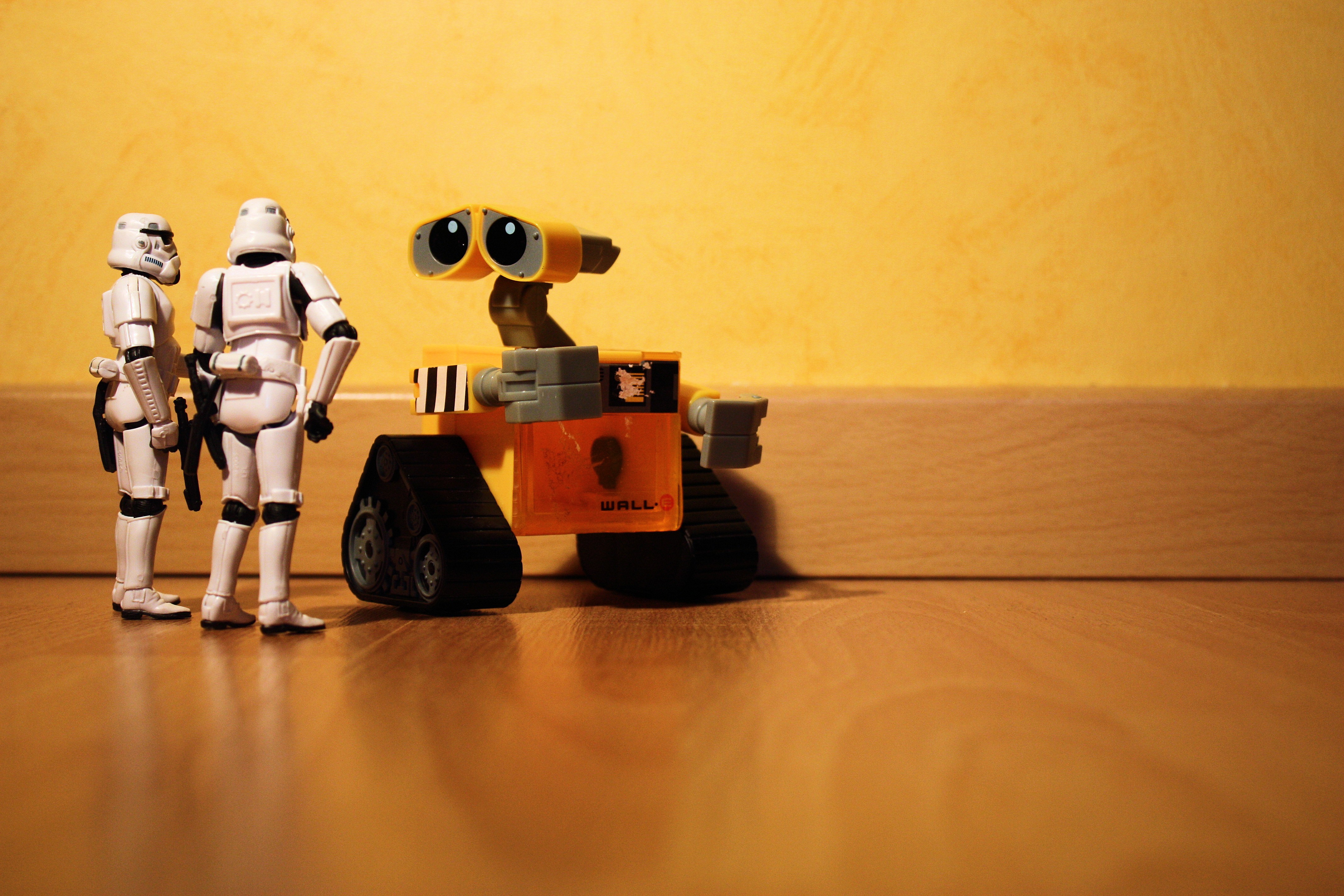 Звездные Войны, роботы, штурмовики, Wall-E, миниатюрная, статуэтки, фигурки, куклы - обои на рабочий стол