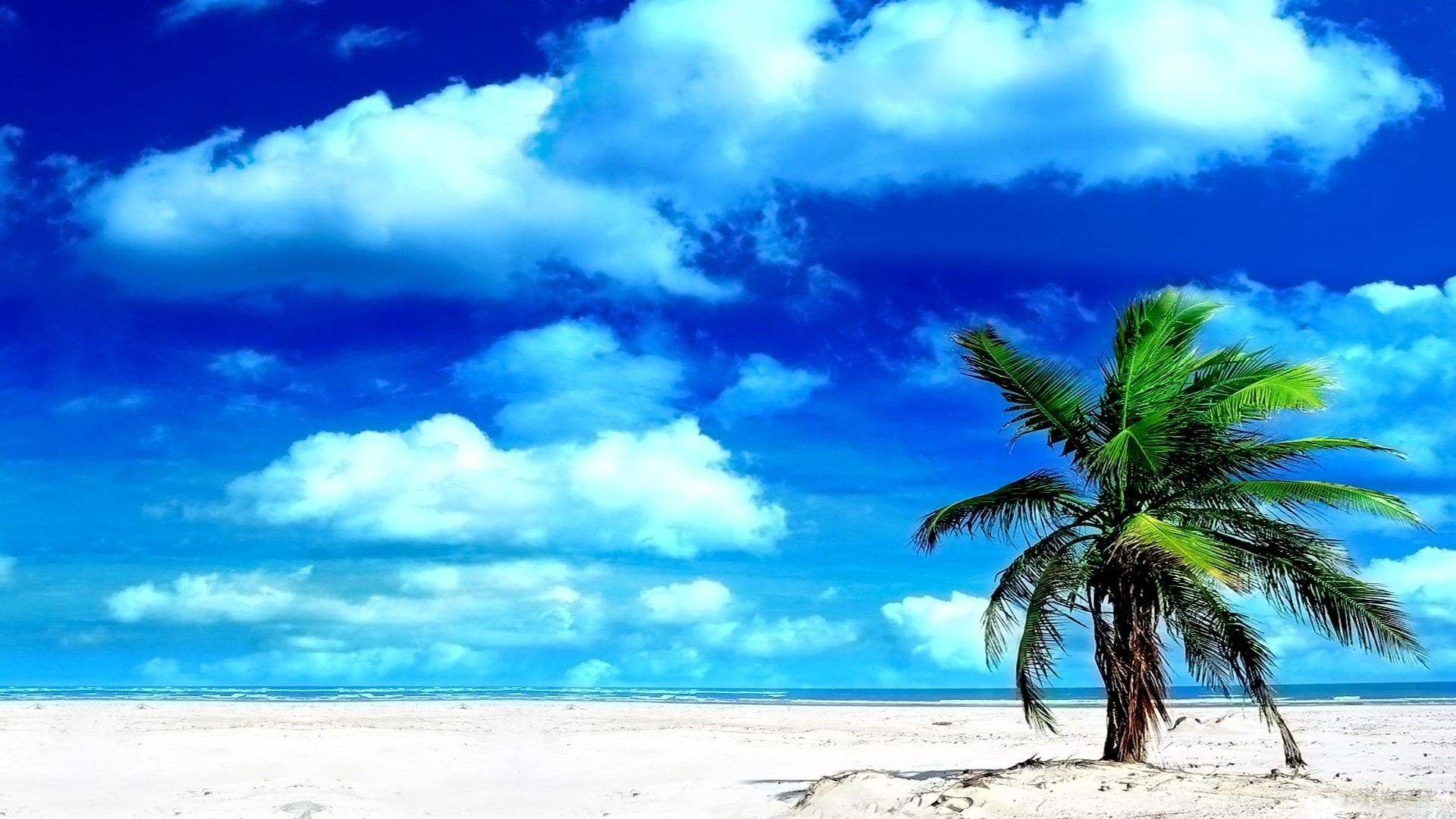 облака, песок, острова, пальмовые деревья, пляжи - обои на рабочий стол