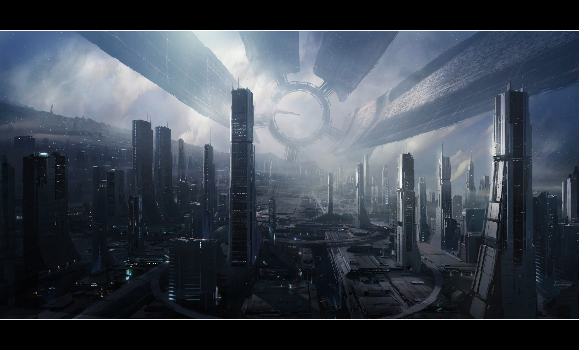 города, футуристический, Mass Effect, здания, Масс Эффект 2, Mass Effect 3 - обои на рабочий стол