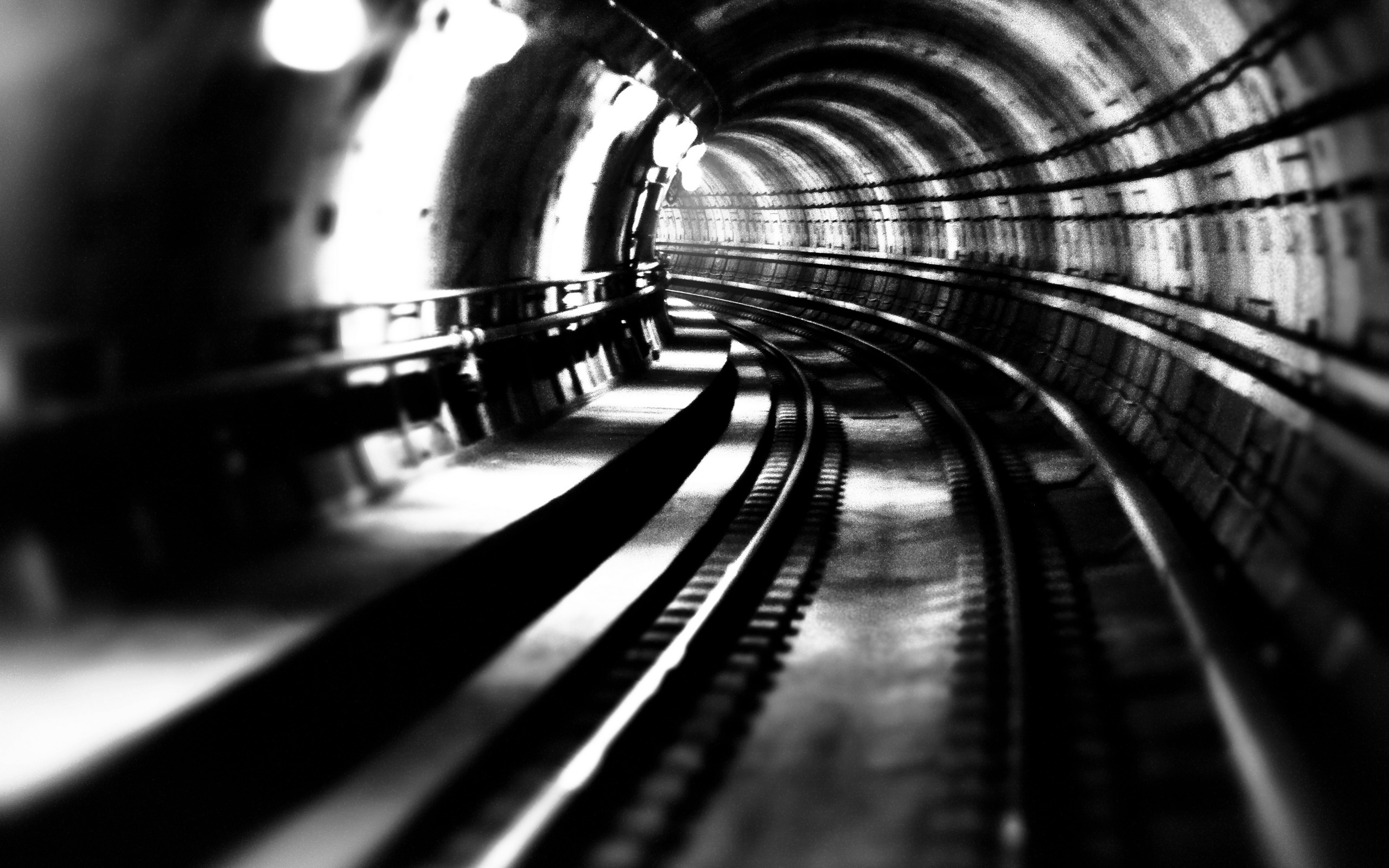 метро, тоннели, оттенки серого, монохромный - обои на рабочий стол