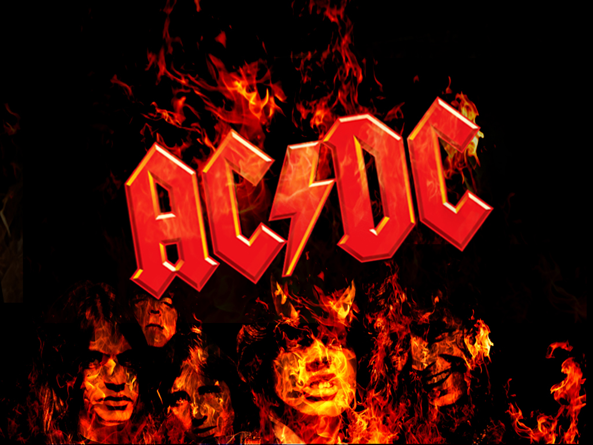 огонь, AC / DC, музыкальные группы - обои на рабочий стол