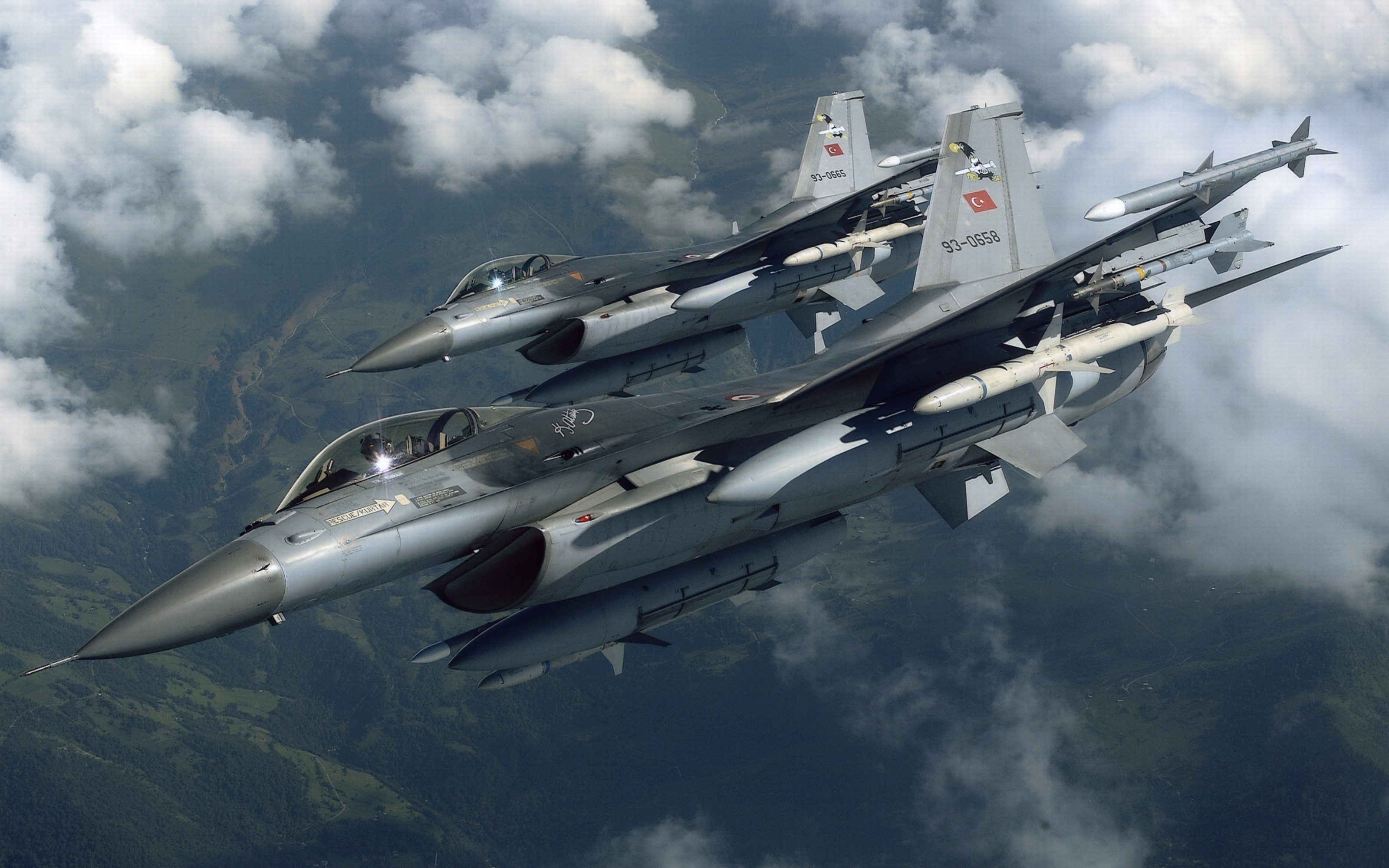 облака, самолет, военный, Турция, транспортные средства, F- 16 Fighting Falcon, Top Gun, небо - обои на рабочий стол