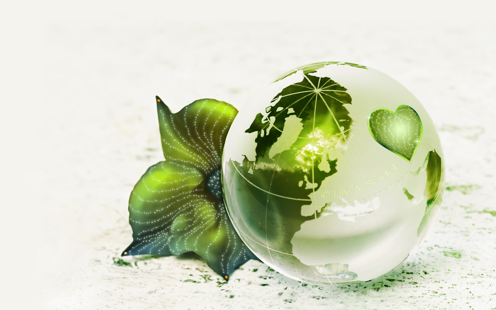 зеленый, лист, Земля, глобусы, белый фон - обои на рабочий стол