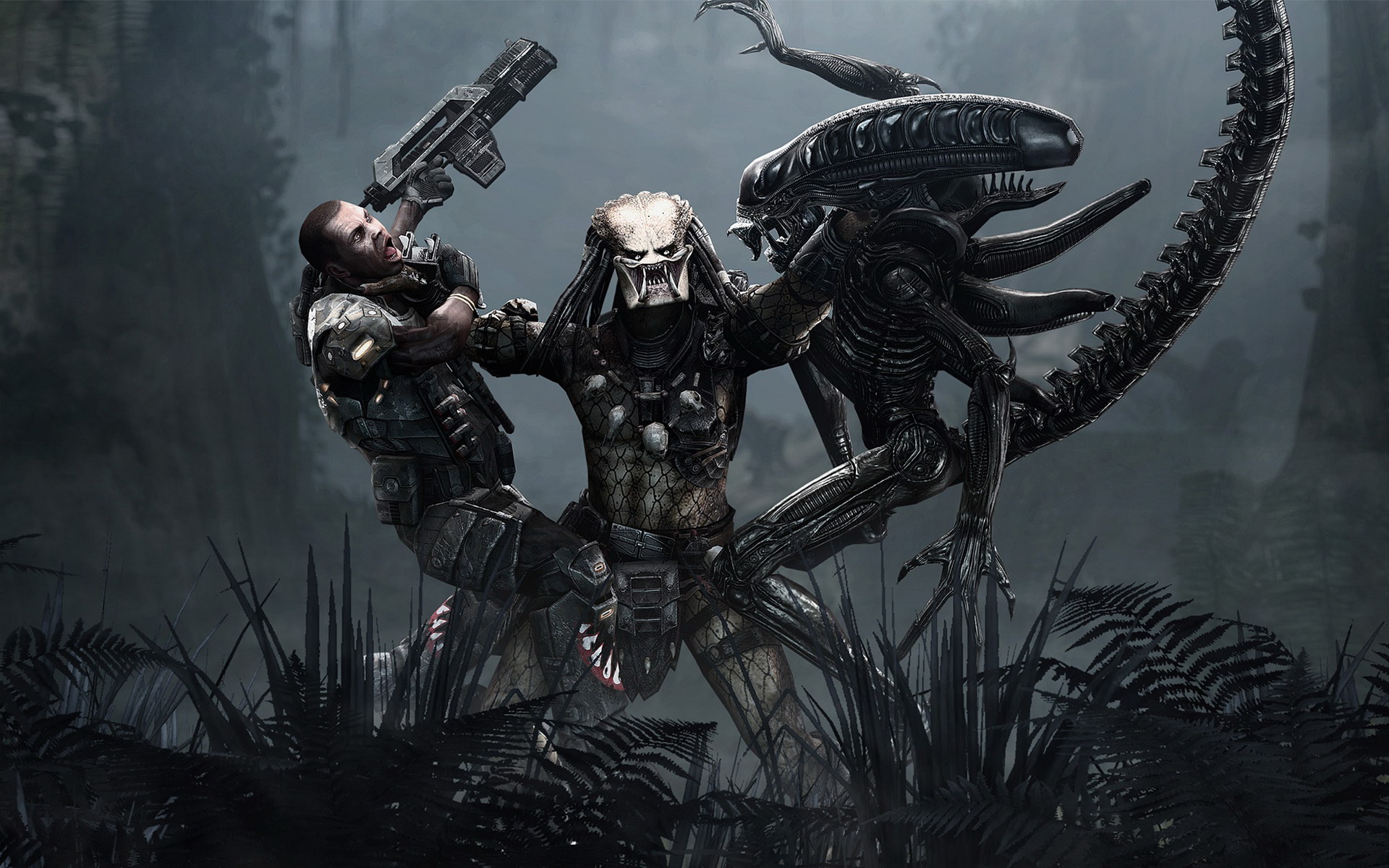 видеоигры, хищник, США морской пехоты, Aliens Vs Predator фильма, сражения, Чужой - обои на рабочий стол