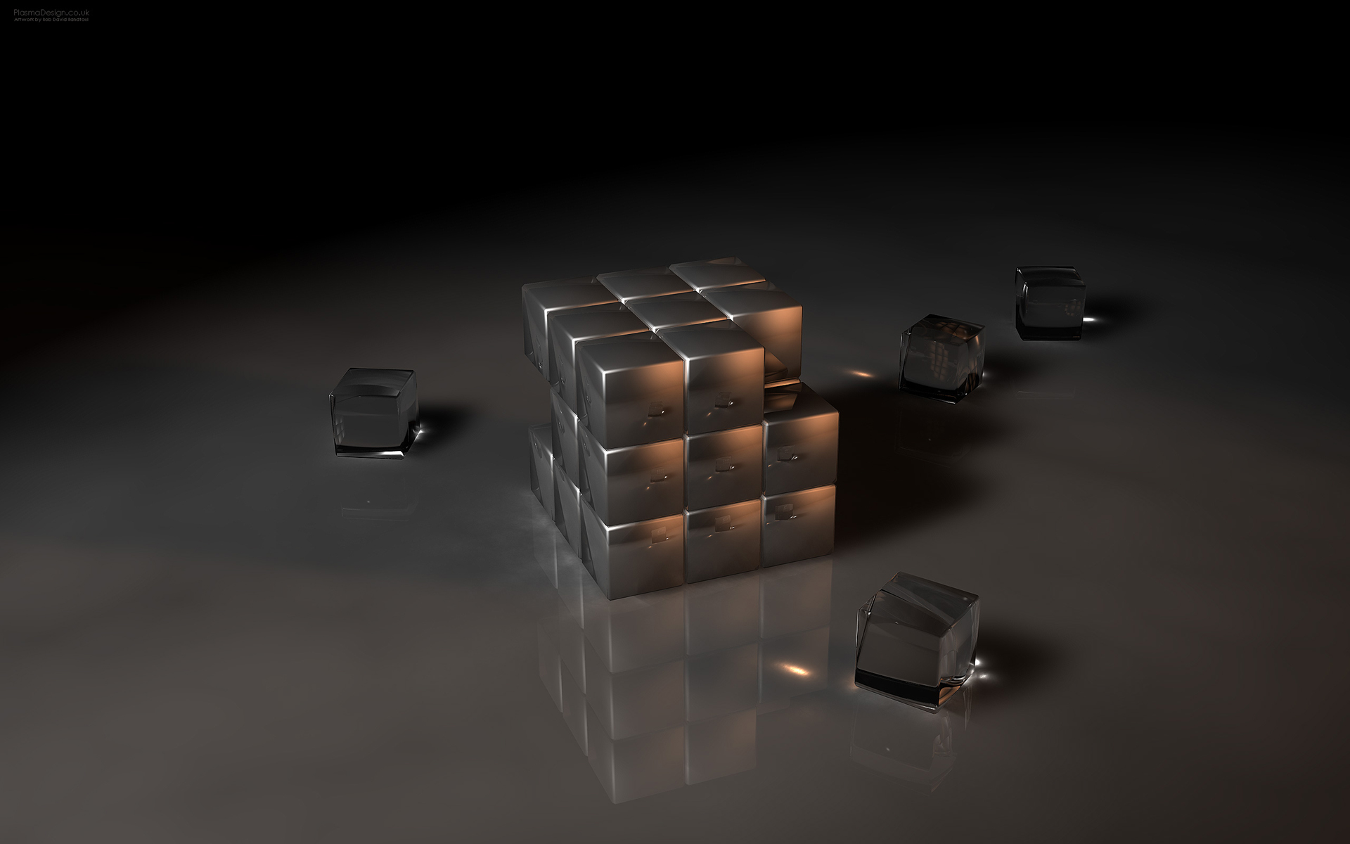 3D вид (3д), кубики - обои на рабочий стол