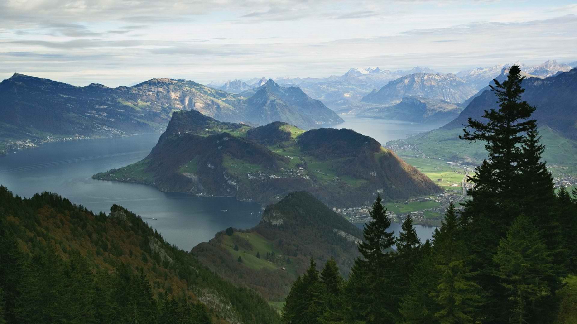 Aльпы горы лес Швейцария
