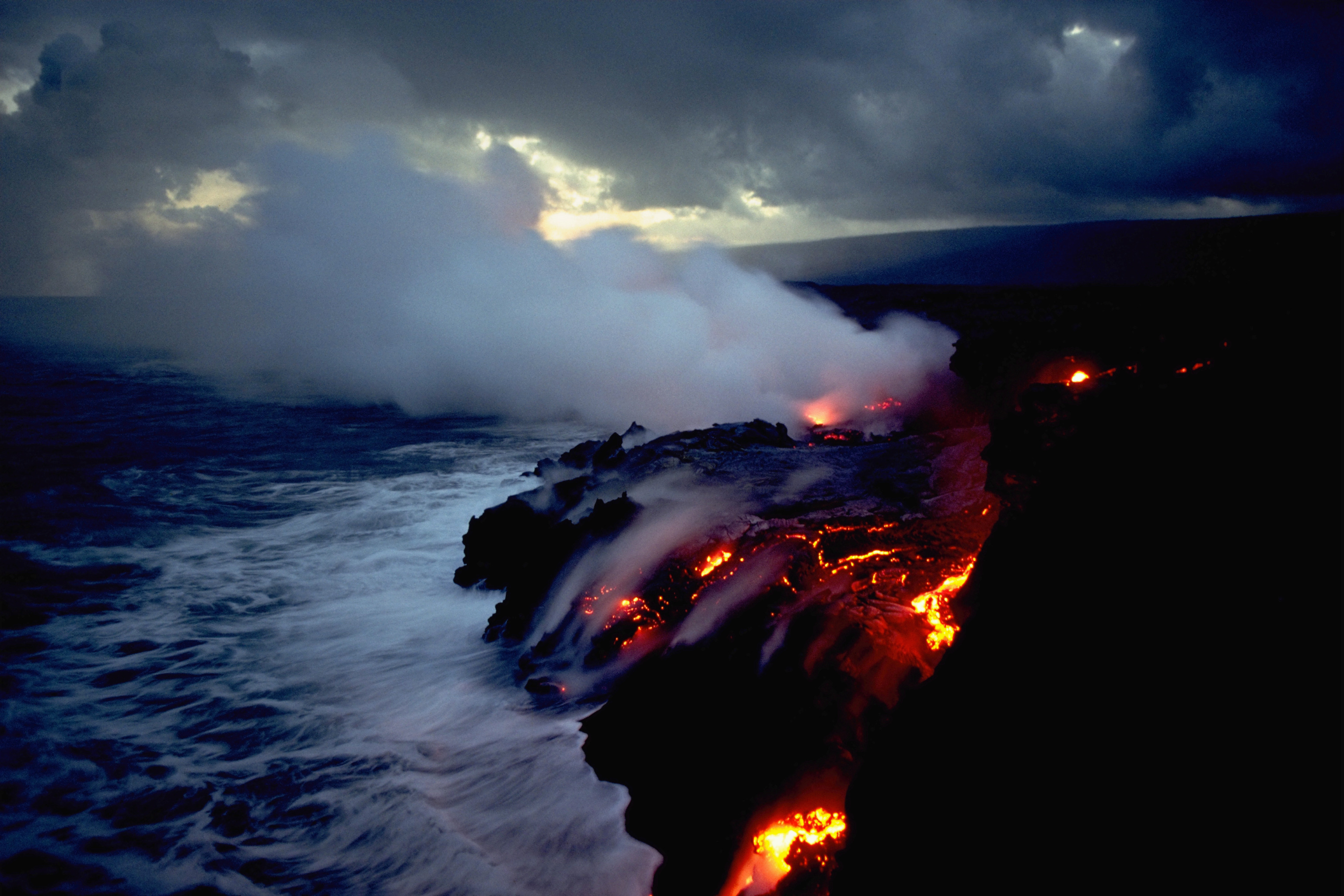 огонь, вулканы, лава, Гавайи - обои на рабочий стол