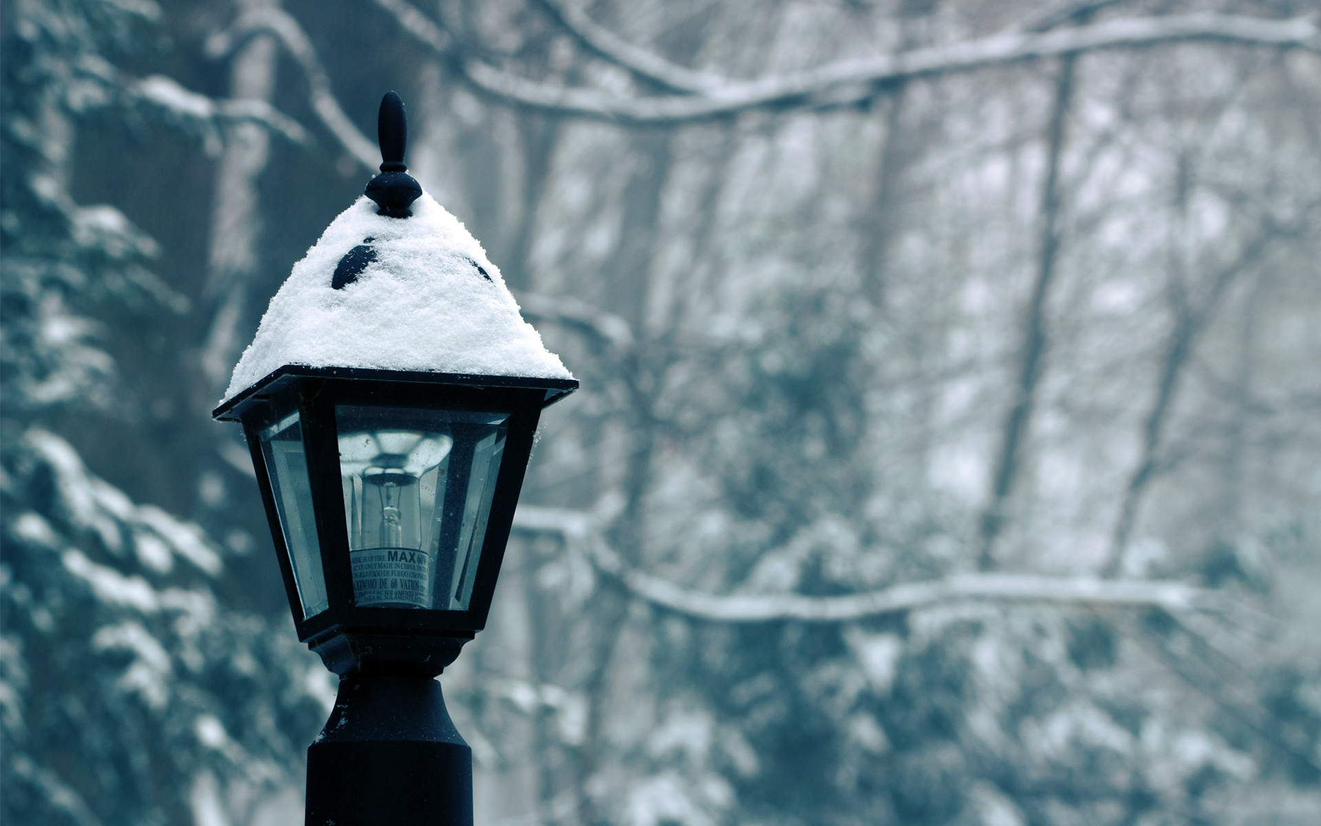 зима, снег, фонарные столбы - обои на рабочий стол