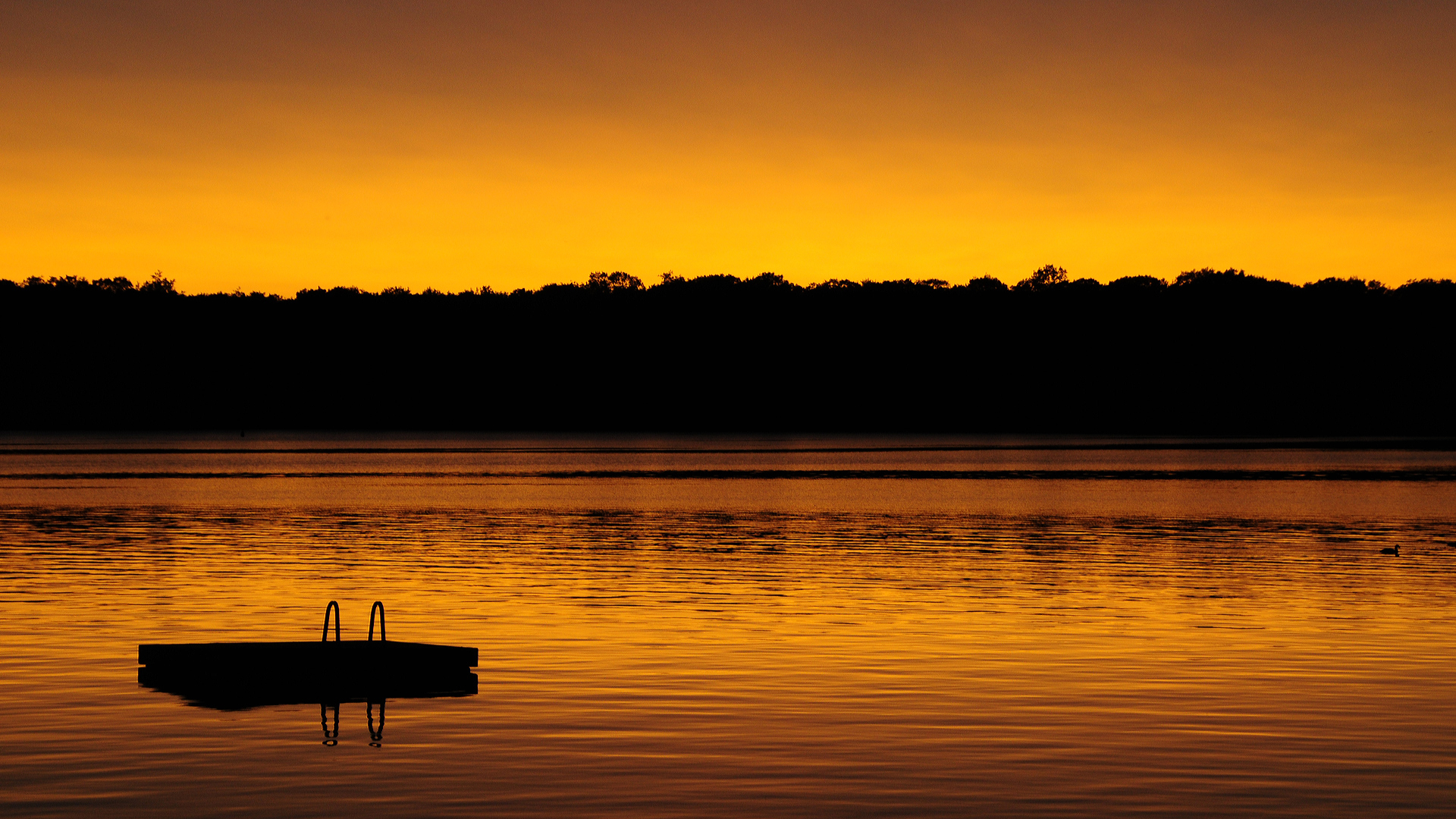 закат, природа, оранжевый цвет, озера - обои на рабочий стол