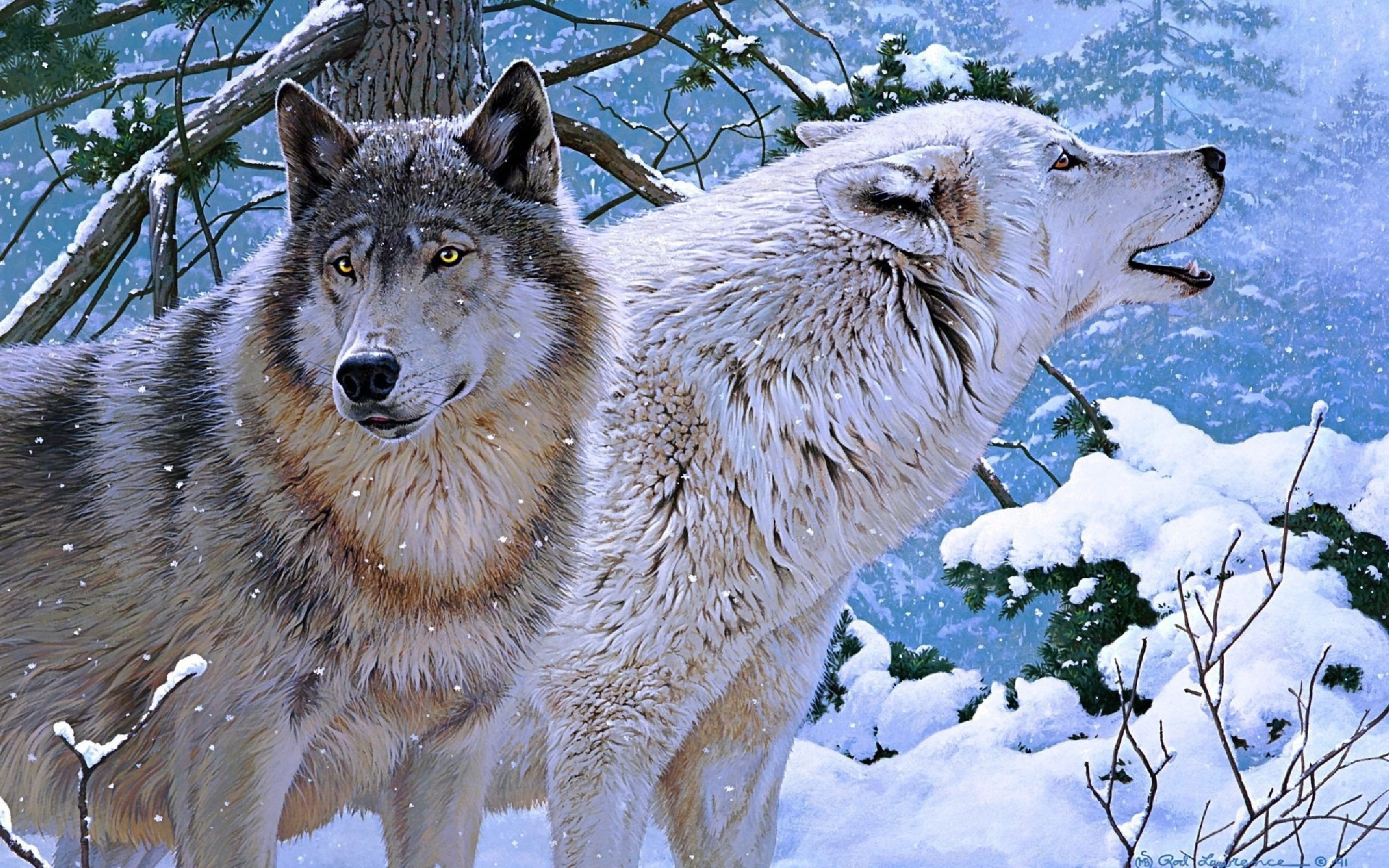 природа, животные, произведение искусства, волки, лакокрасочное покрытие - обои на рабочий стол