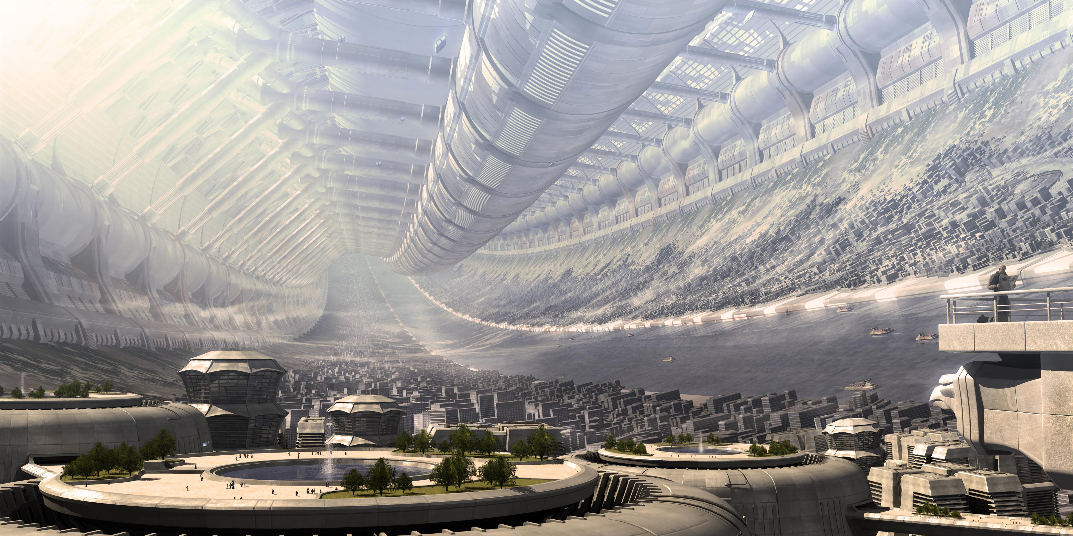 Метрополис, научная фантастика, реки, города, Цитадель ( Mass Effect ) - обои на рабочий стол