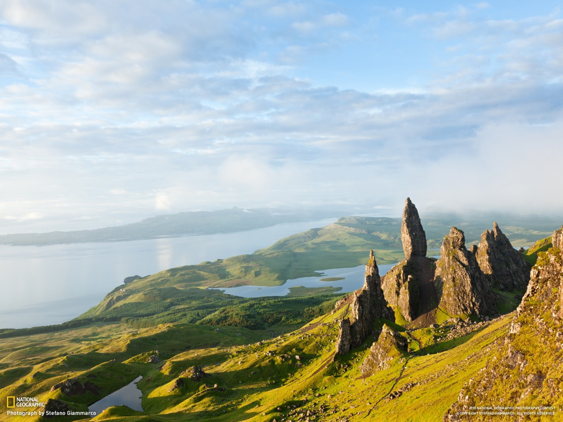 вода, горы, пейзажи, природа, скалы, National Geographic, Шотландия, Остров Скай - обои на рабочий стол