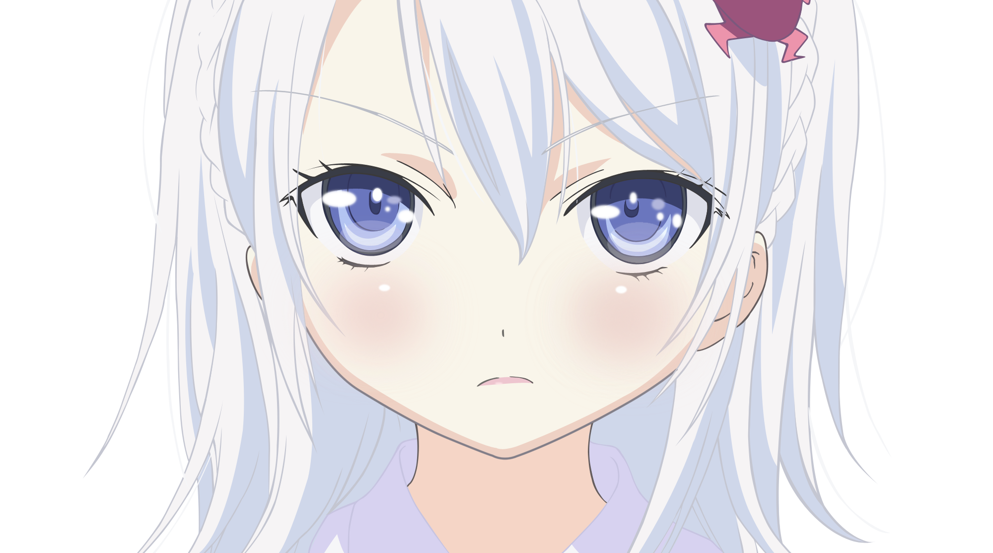 голубые глаза, прозрачный, Denpa Онна в Seishun Otoko, белые волосы, аниме девушки, лица, Hoshimiya Yashiro, аниме векторы - обои на рабочий стол