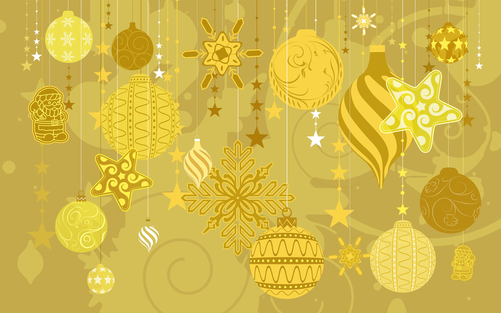 желтый цвет, рождество, праздники, украшения - обои на рабочий стол