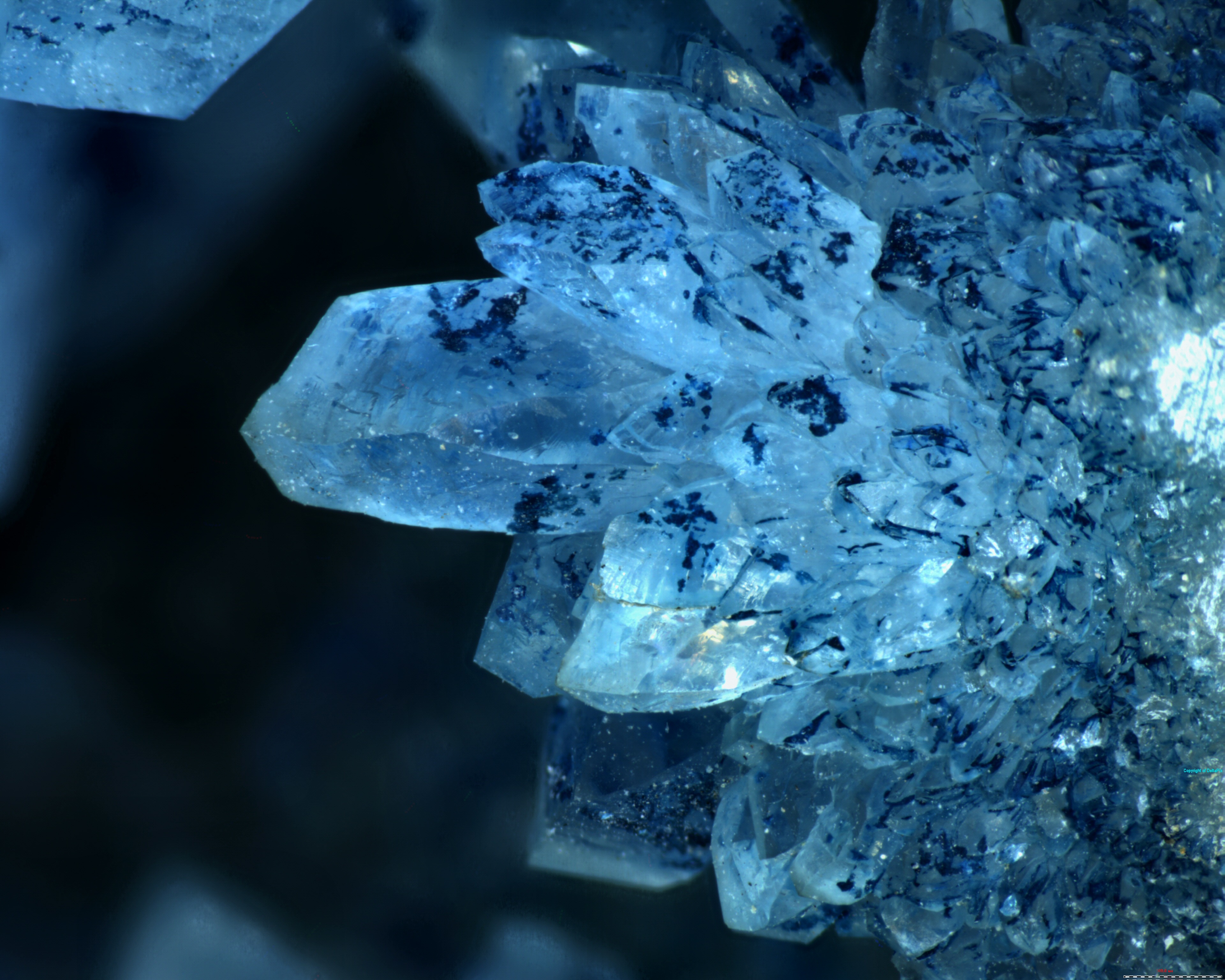 синий, кристаллы, макро, полезные ископаемые - обои на рабочий стол