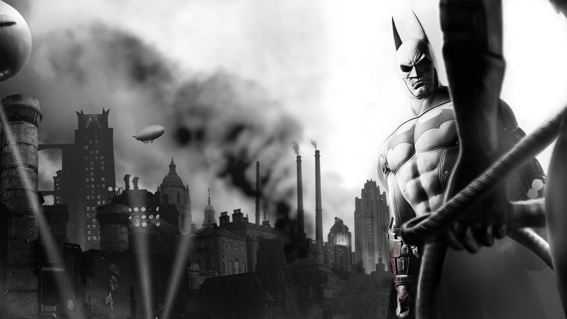 Бэтмен, видеоигры, монохромный, Arkham City, Batman Arkham City - обои на рабочий стол