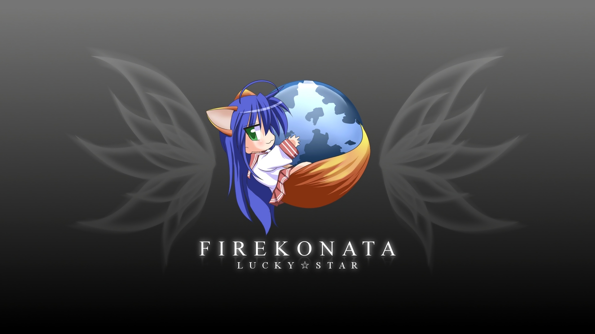 Счастливая Звезда (Лаки Стар), школьная форма, Firefox, простой фон, Izumi Konata - обои на рабочий стол