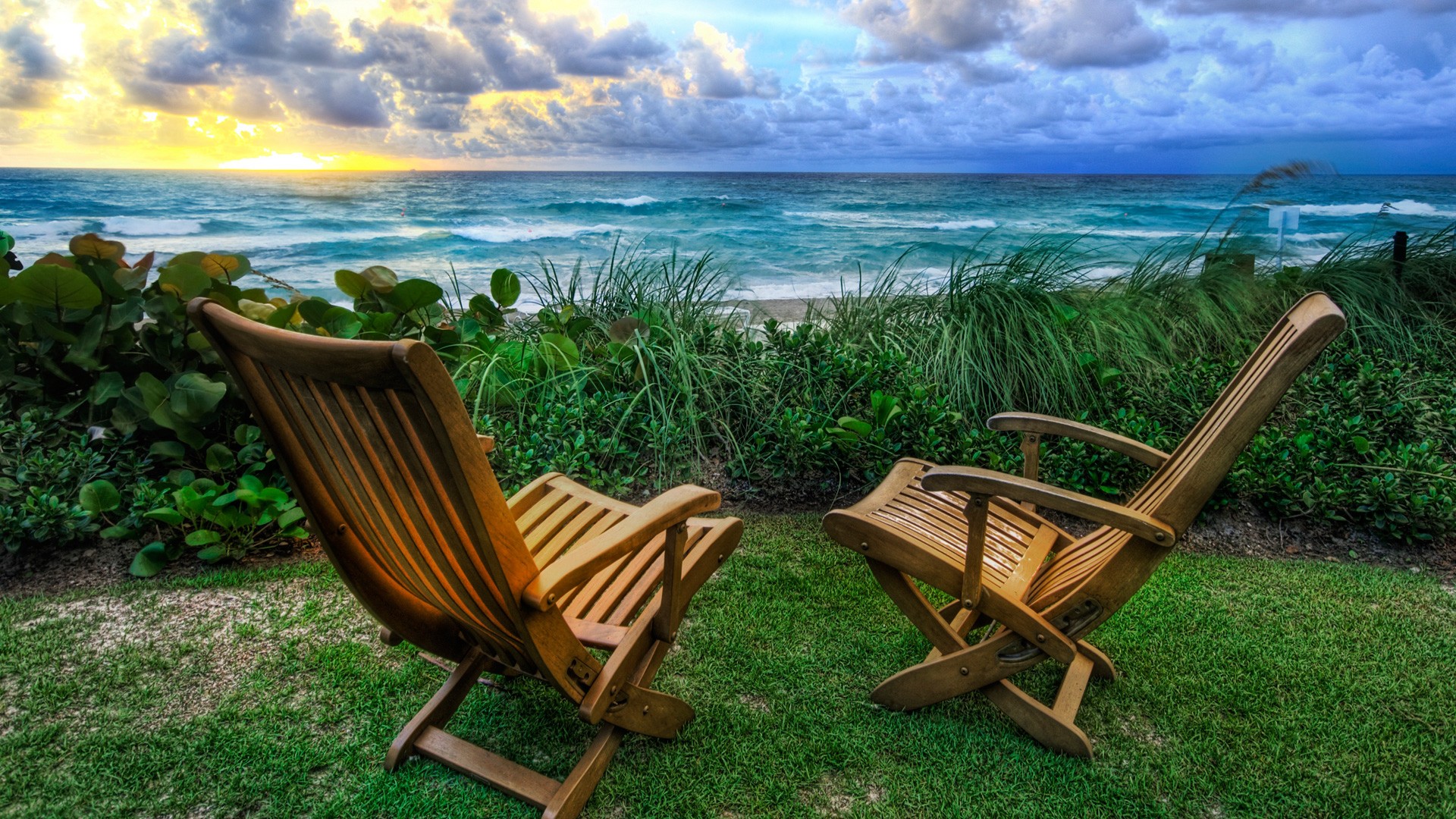 стулья, пляжи - обои на рабочий стол