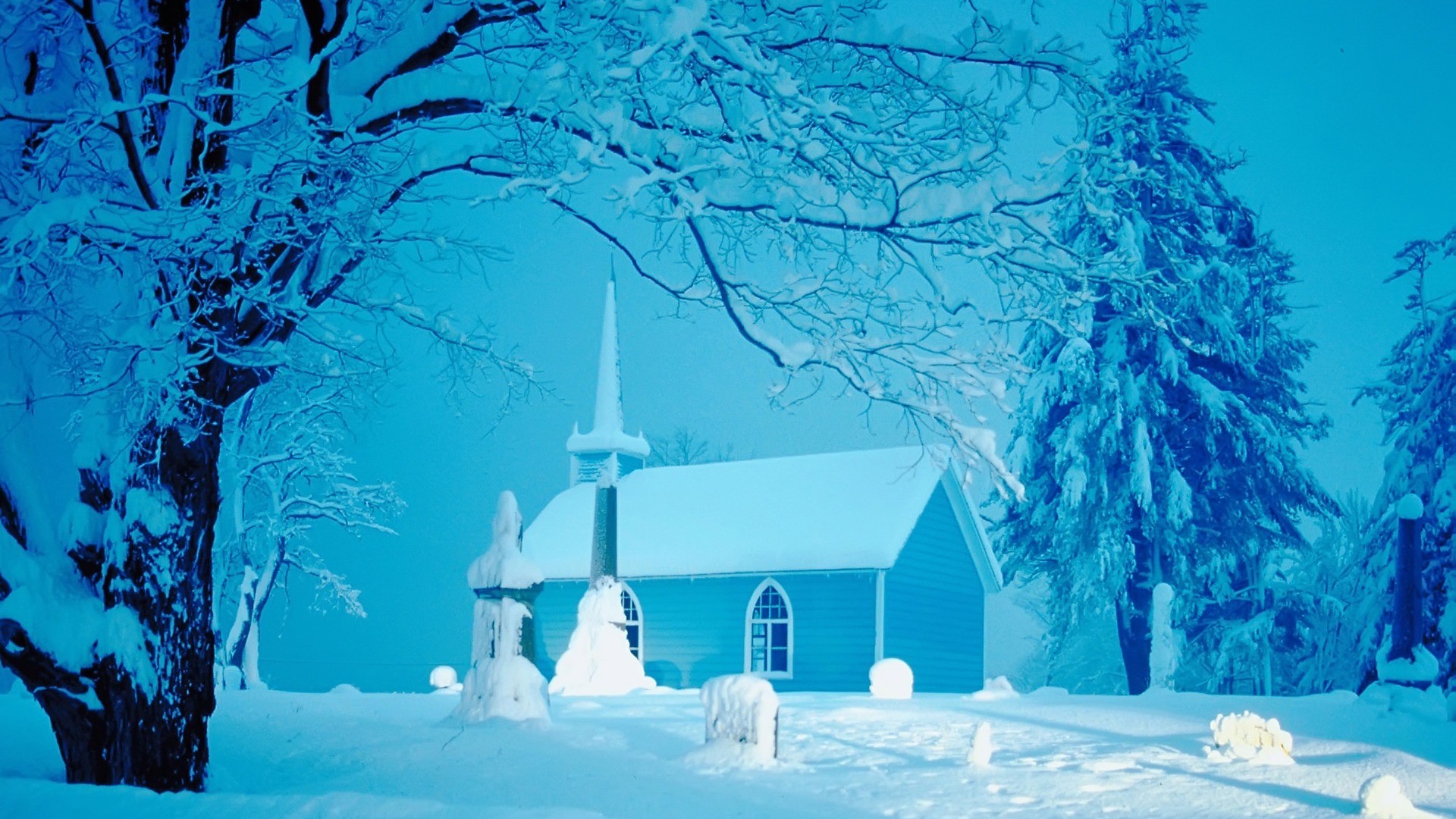 зима, церкви - обои на рабочий стол