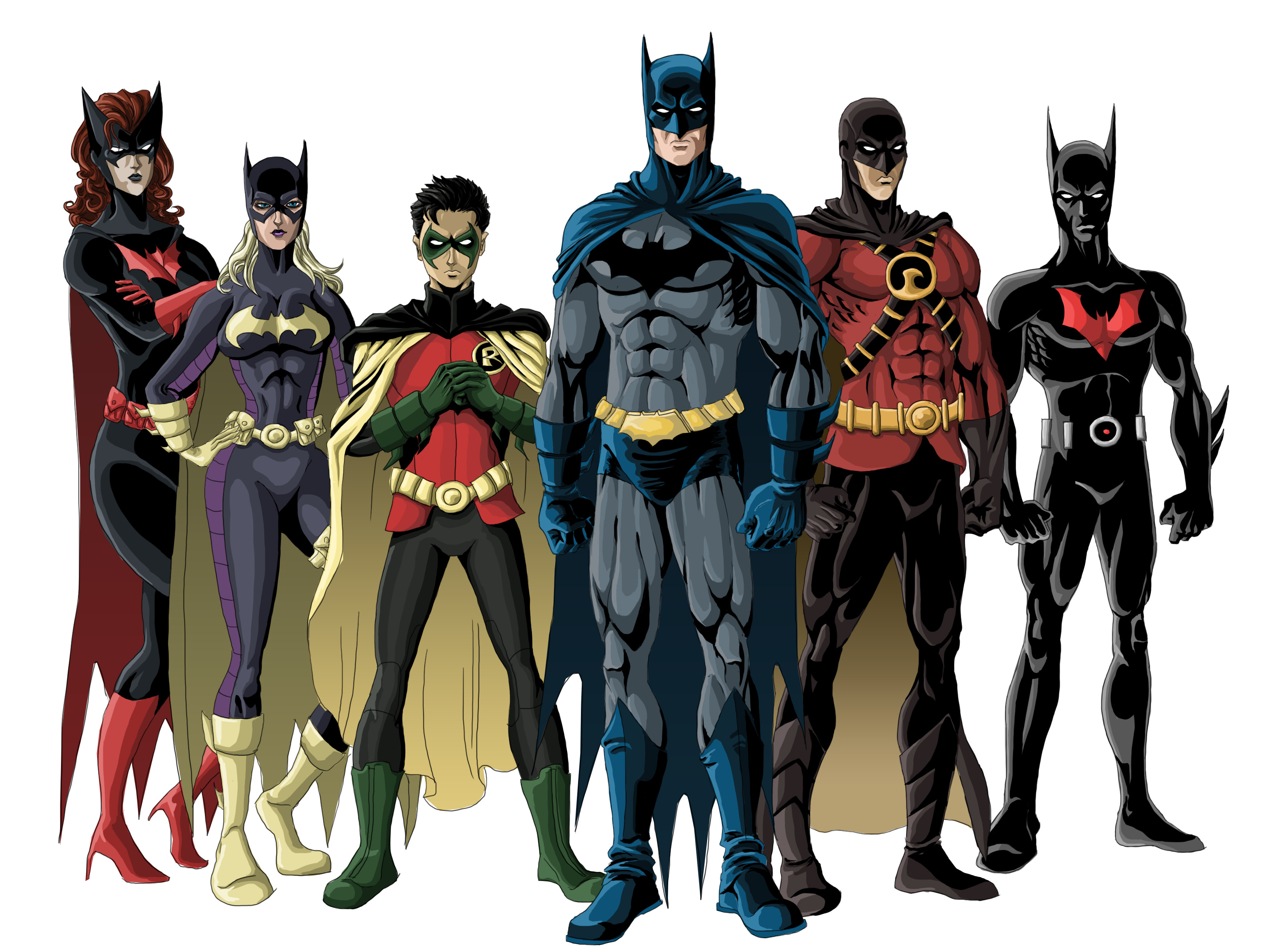 Бэтмен, Робин, DC Comics, Batgirl, Бэтмен будущего, Batwoman, Красный Робин - обои на рабочий стол