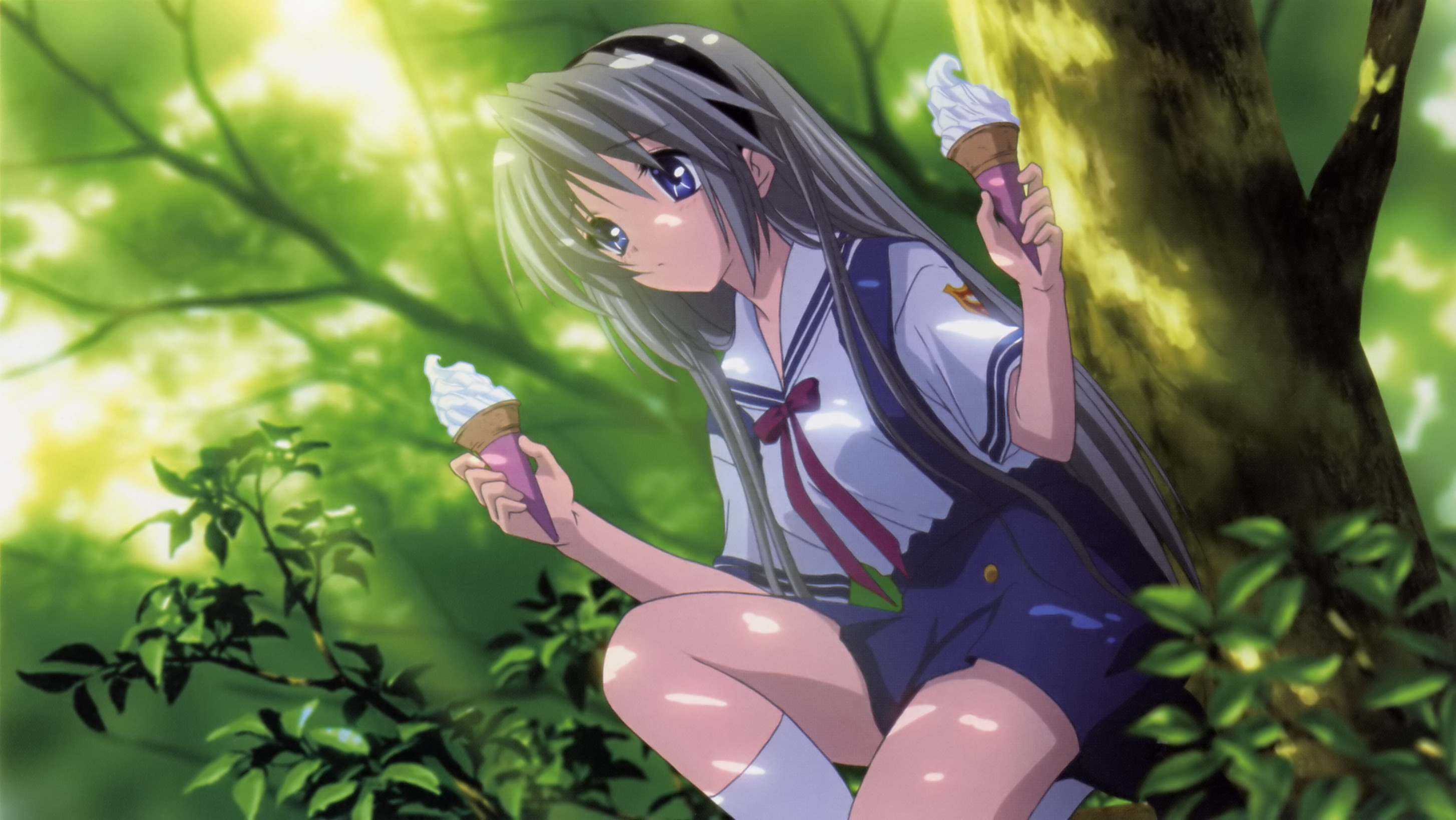 мороженое, Clannad, Сакагами Томое, аниме девушки - обои на рабочий стол