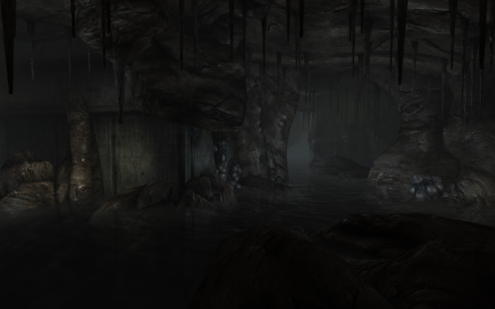 3D вид (3д), темнота, подземный, реки, Fallout 3 - обои на рабочий стол