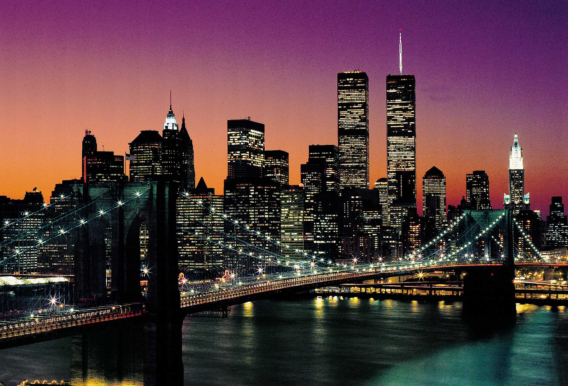 Бруклинский мост Манхеттен в Нью-Йорке картина