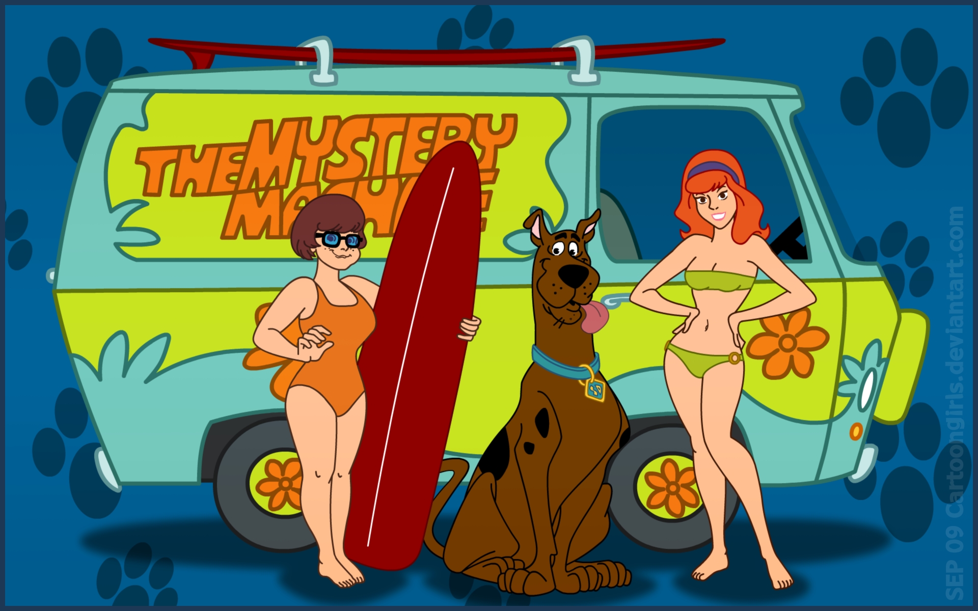 мультфильмы, девушки, Велма, Scooby Doo, волчеягодник, купальники - обои на рабочий стол
