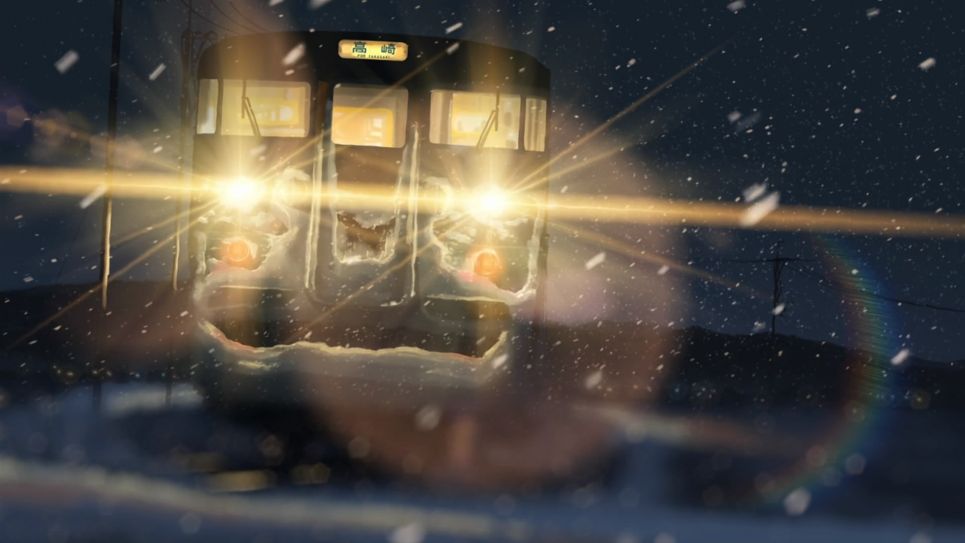 снег, поезда, Макото Синкай, светофоры, 5 сантиметров в секунду - обои на рабочий стол
