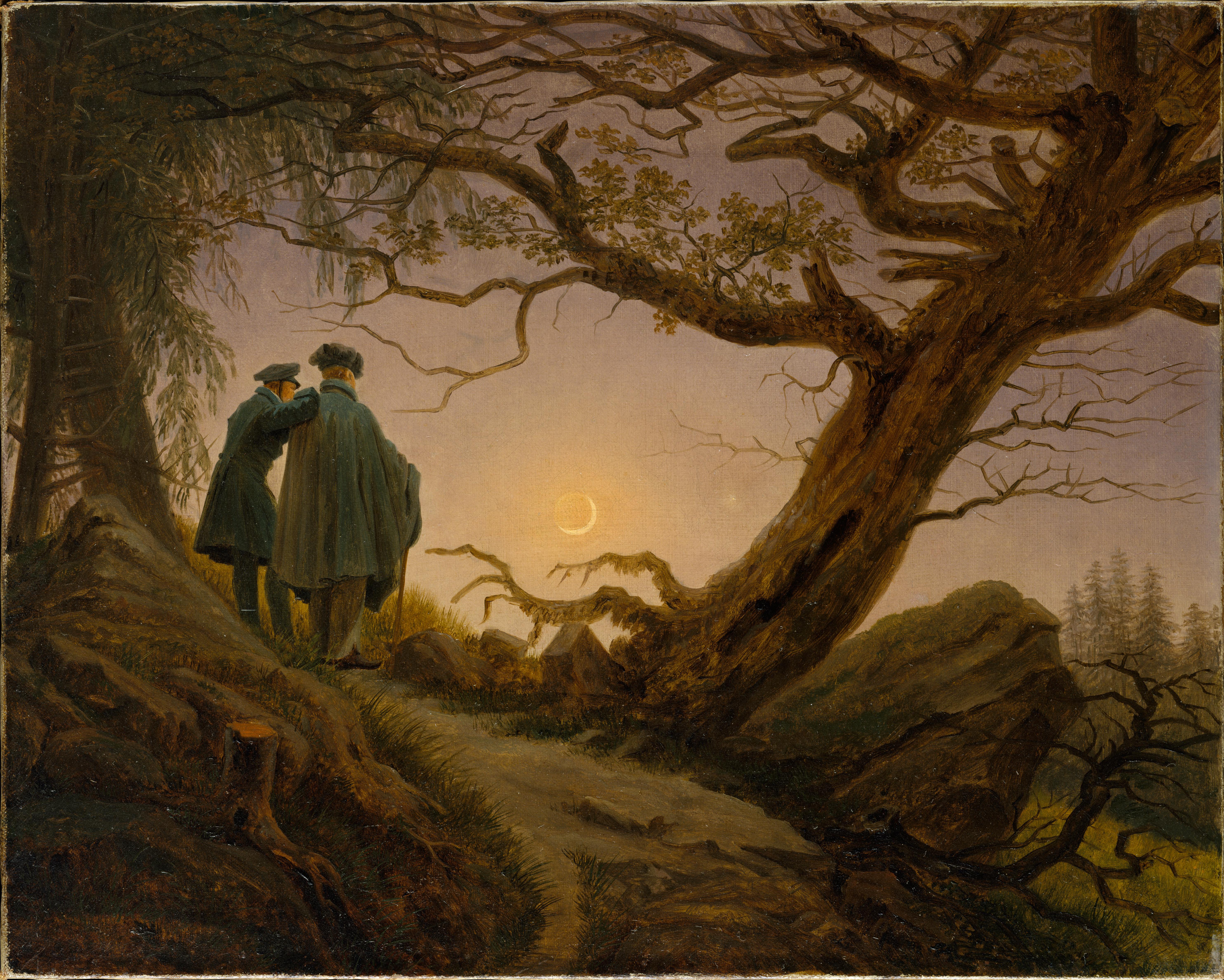 Какую картину описывает. Каспар Давид Фридрих двое созерцающих луну» (1819—1820. Каспар Давид Фридрих двое созерцающие луну. Фридрих, Каспар Давид (1774-1840). Каспар Давид Фридрих картины.