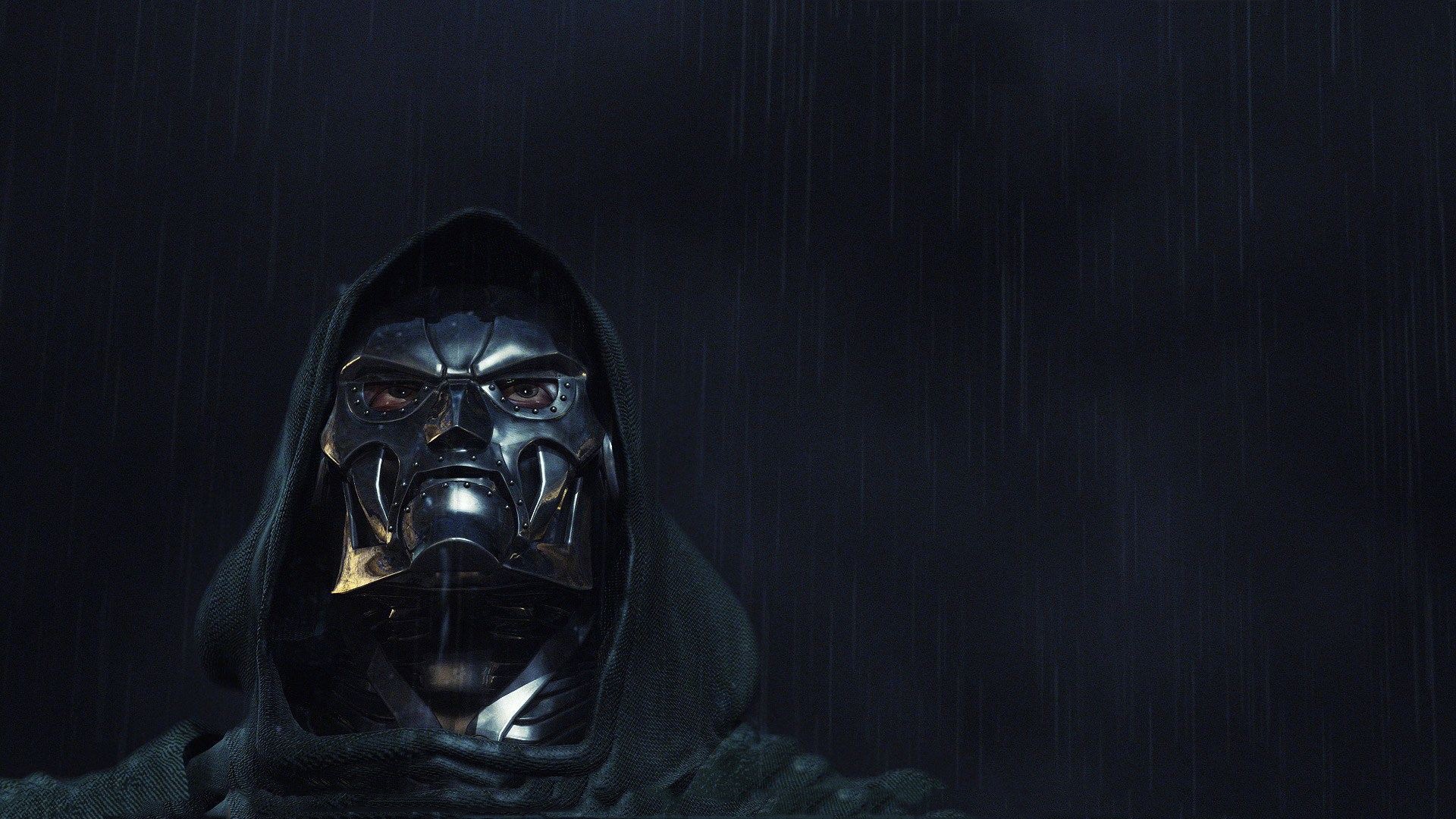 дождь, маски, доктор Дум - обои на рабочий стол