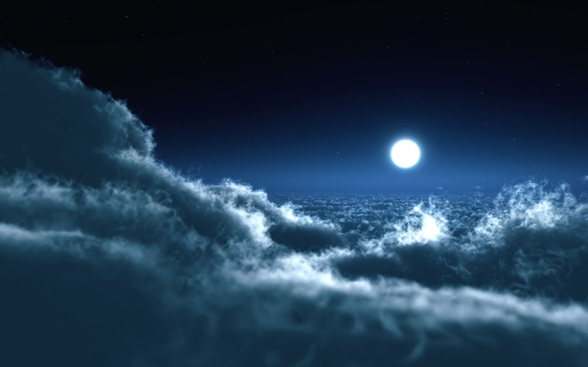 облака, Луна - обои на рабочий стол